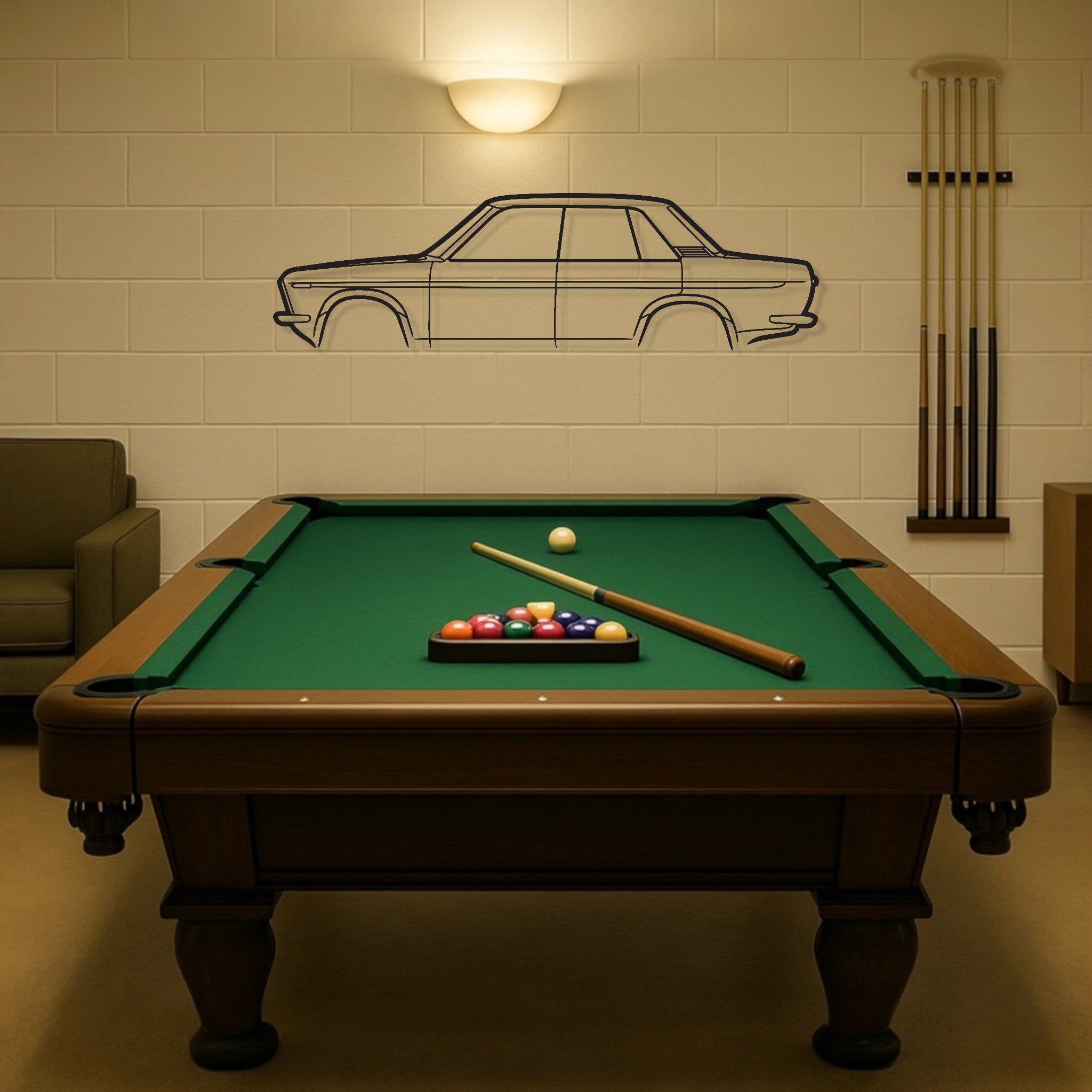 Datsun 1600 4 Door Metal Wall Art Silhouette