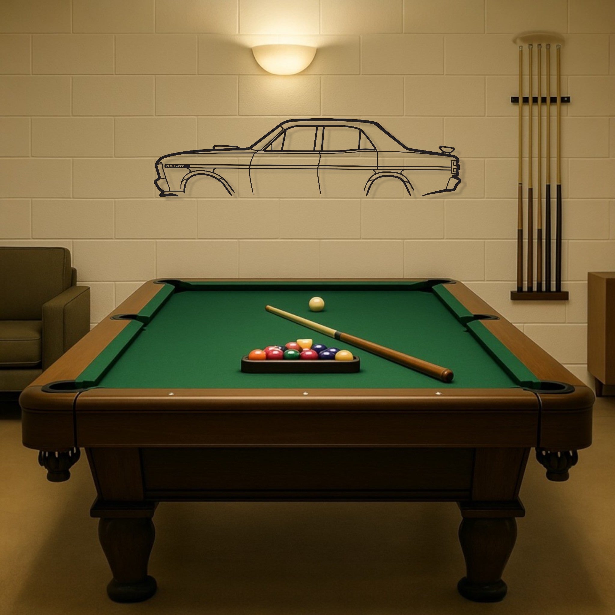 Ford Falcon XY GT Metal Wall Art Silhouette