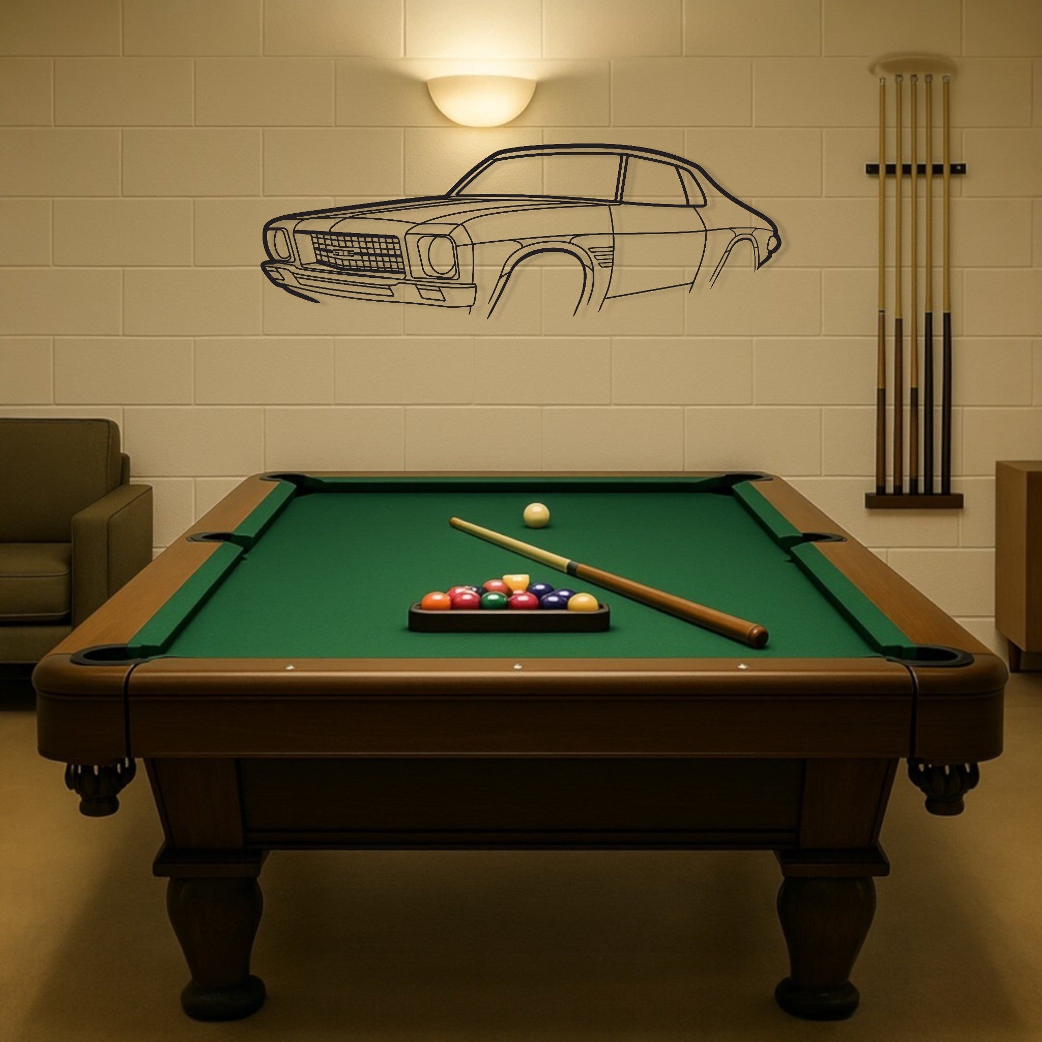 Holden HQ Monaro Perspective Metal Wall Art Silhouette