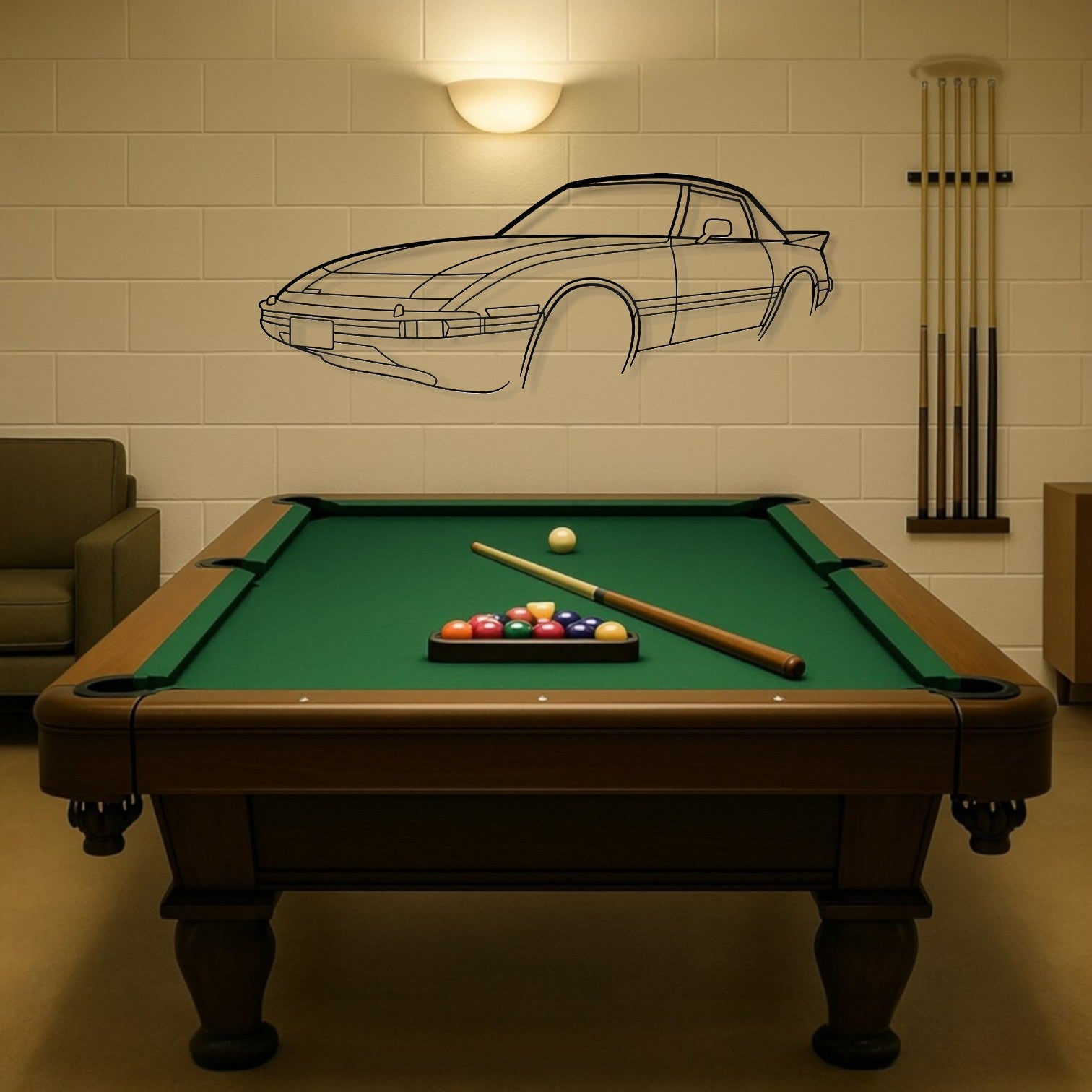 Mazda RX7 Series 1 Perspective Metal Wall Art Silhouette