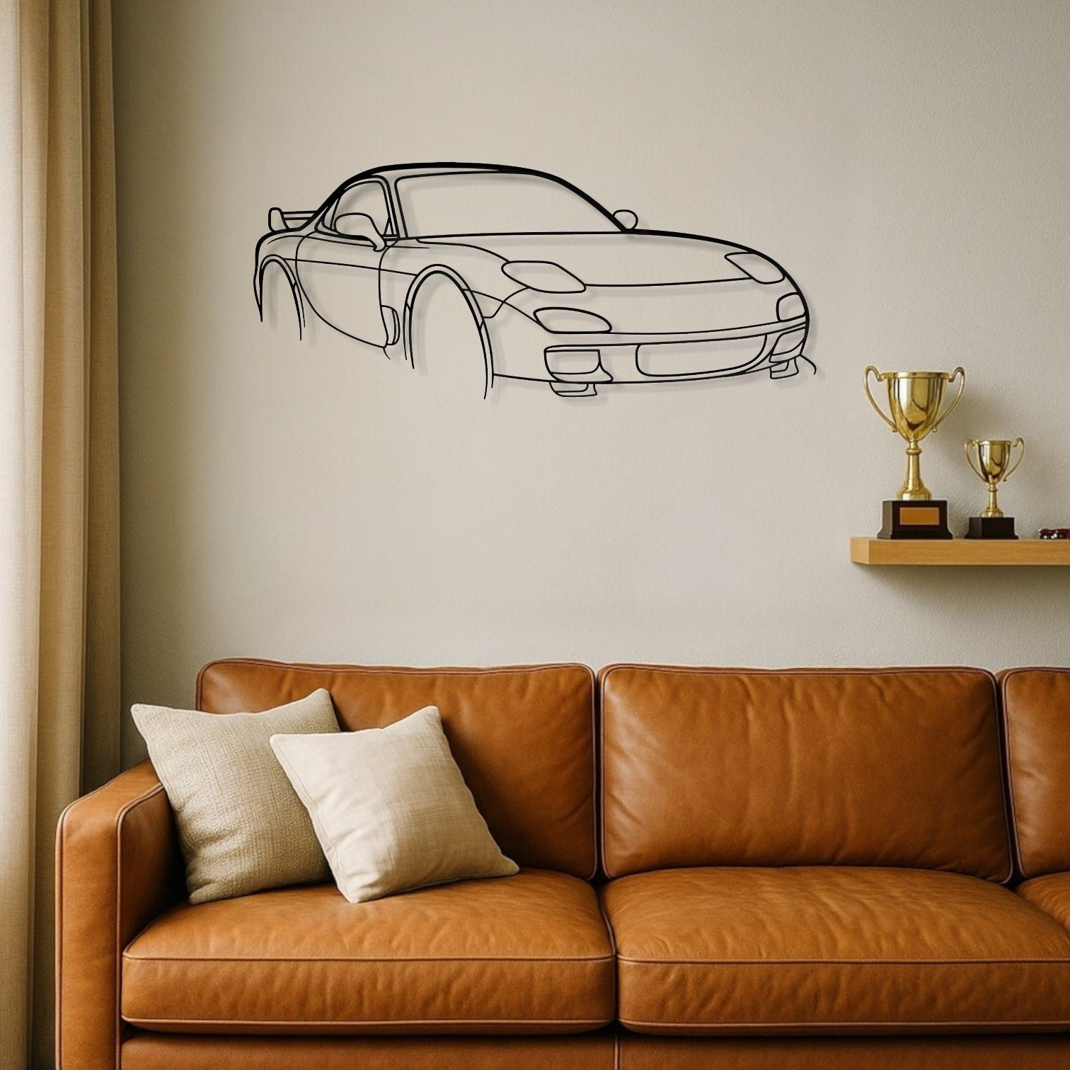 Mazda RX 7 FD Perspective Metal Wall Art Silhouette