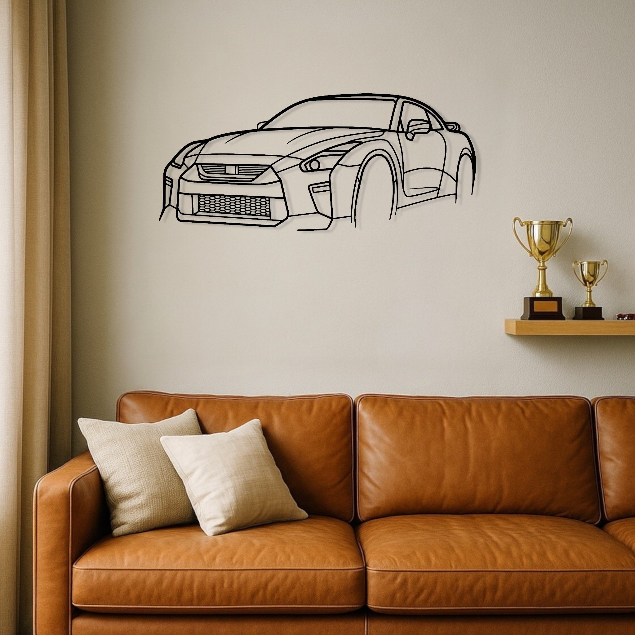 Nissan Skyline R35 GTR Metal Wall Art Perspective Silhouette