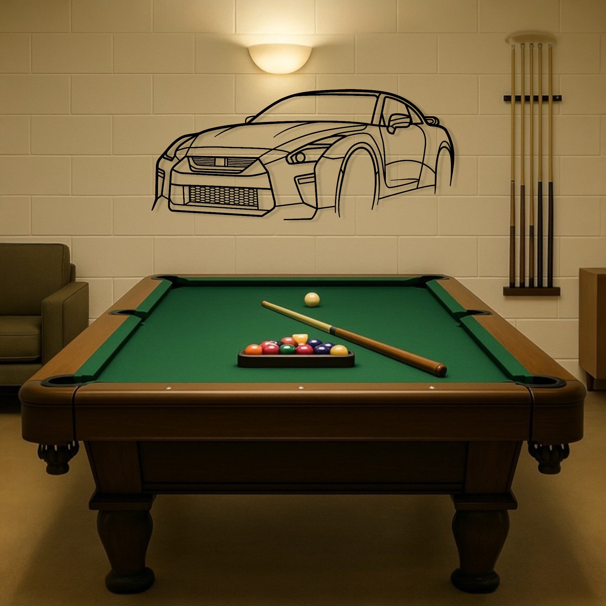 Nissan Skyline R35 GTR Metal Wall Art Perspective Silhouette