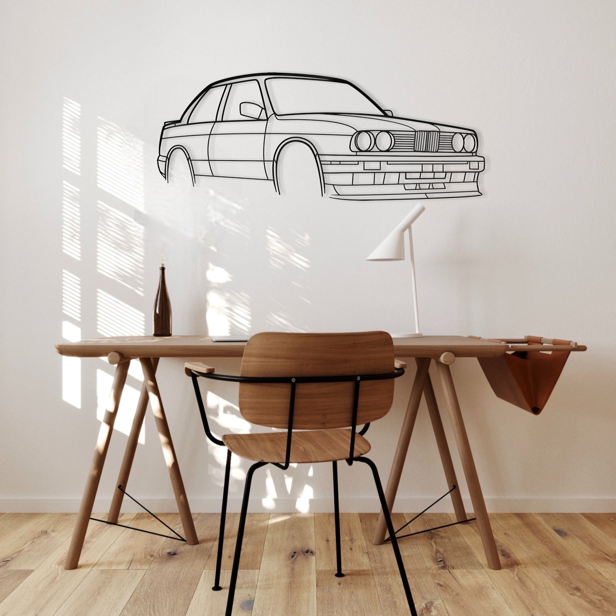 BMW E30 Perspective Metal Wall Art Silhouette