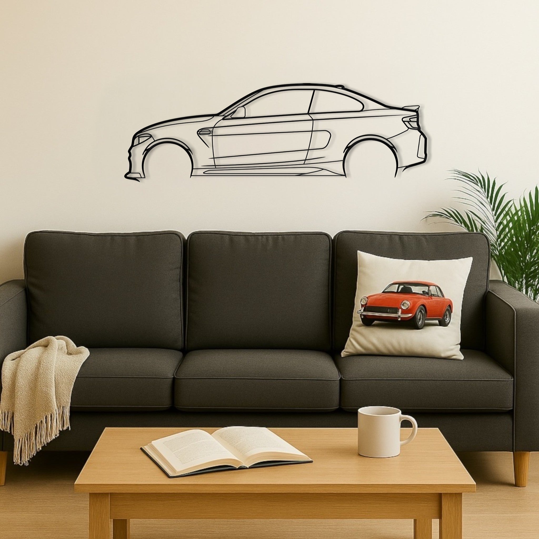 BMW F87 M2C Metal Wall Art Silhouette