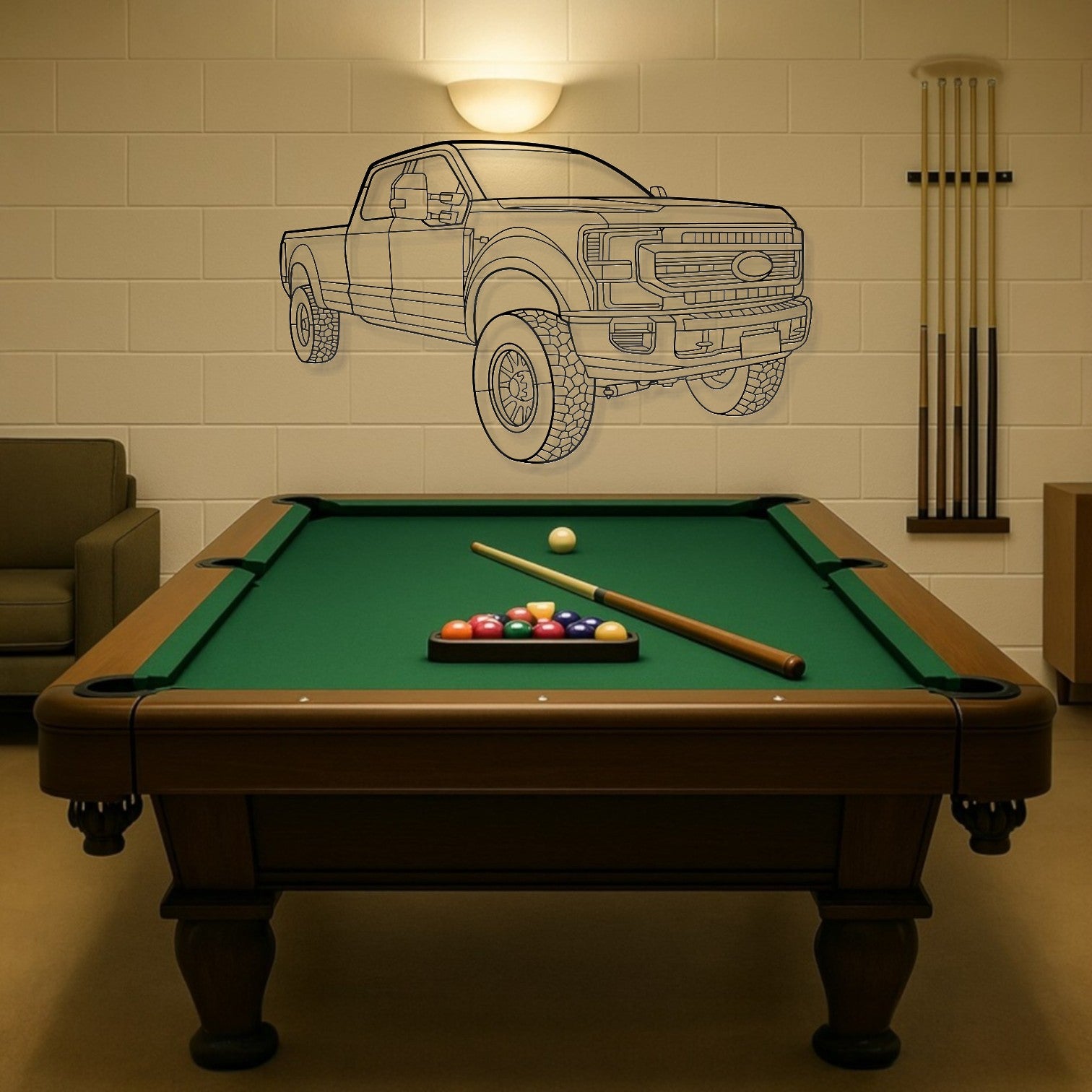Ford F250 2021 Perspective Metal Wall Art Silhouette