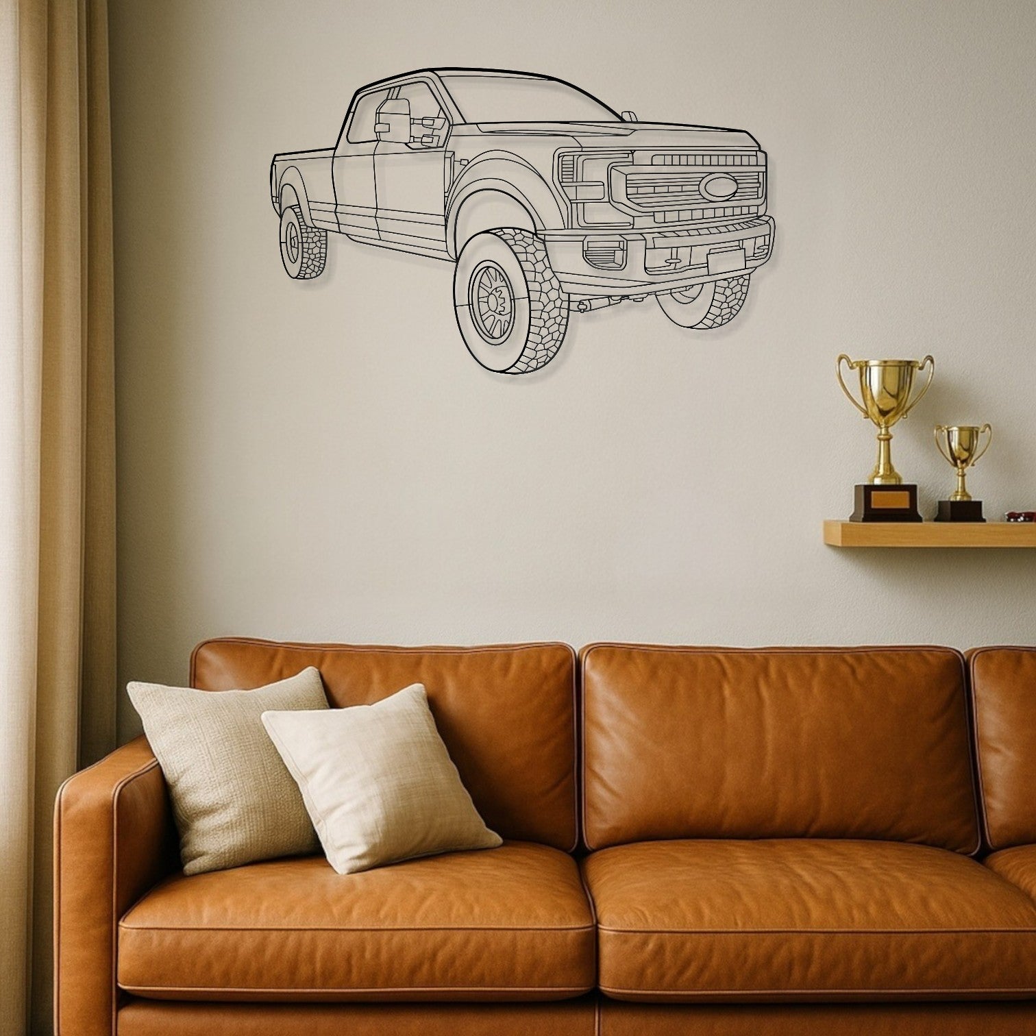 Ford F250 2021 Perspective Metal Wall Art Silhouette