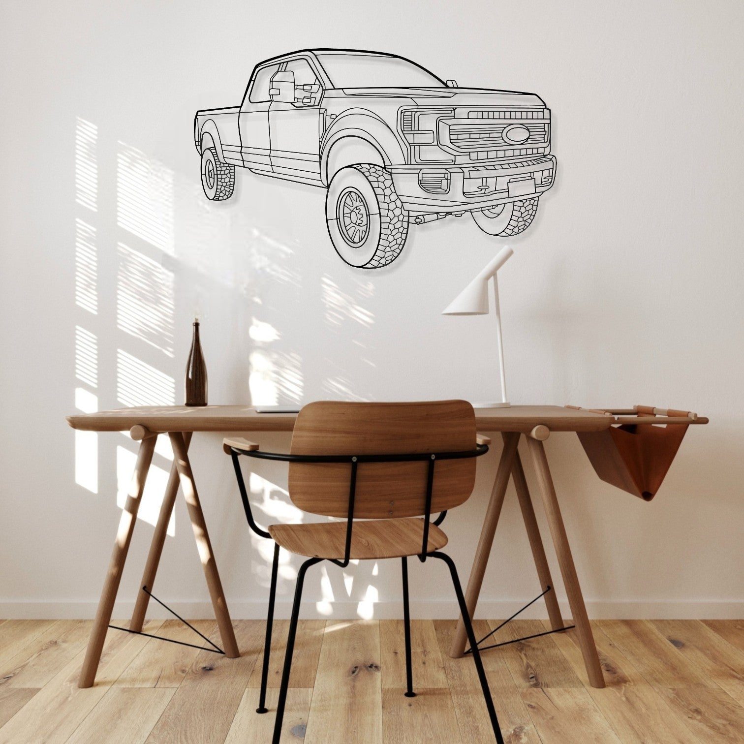 Ford F250 2021 Perspective Metal Wall Art Silhouette