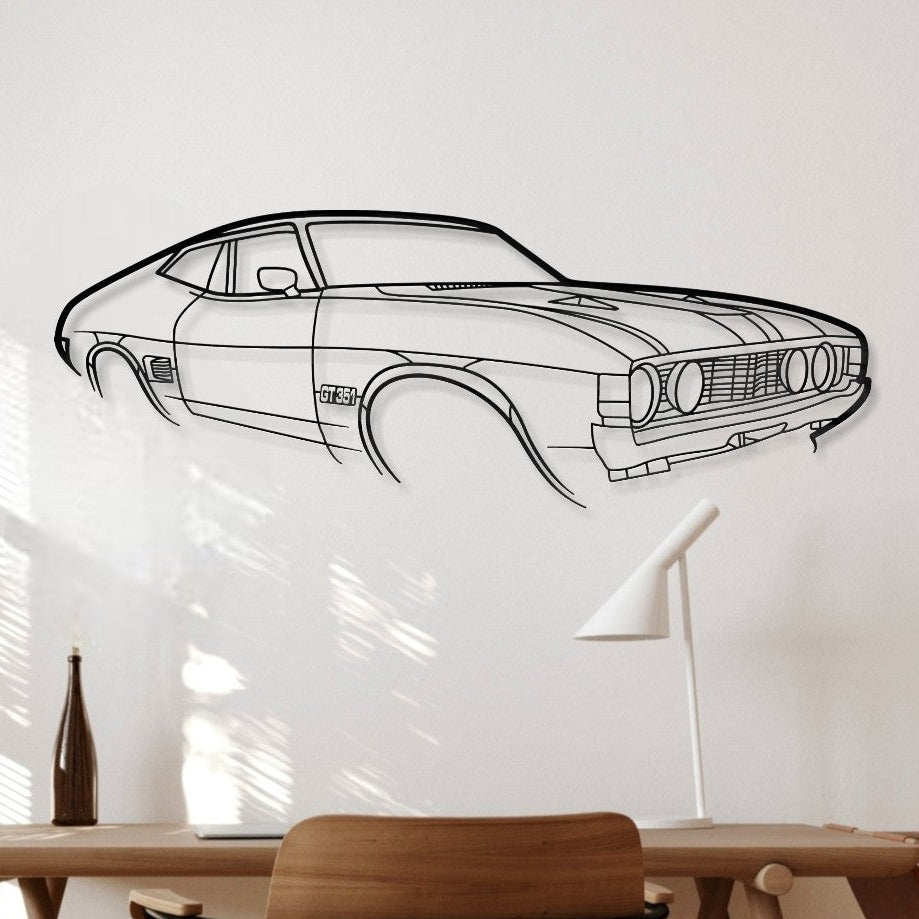 Ford Falcon XA GT 2 Door Perspective Metal Wall Art Silhouette