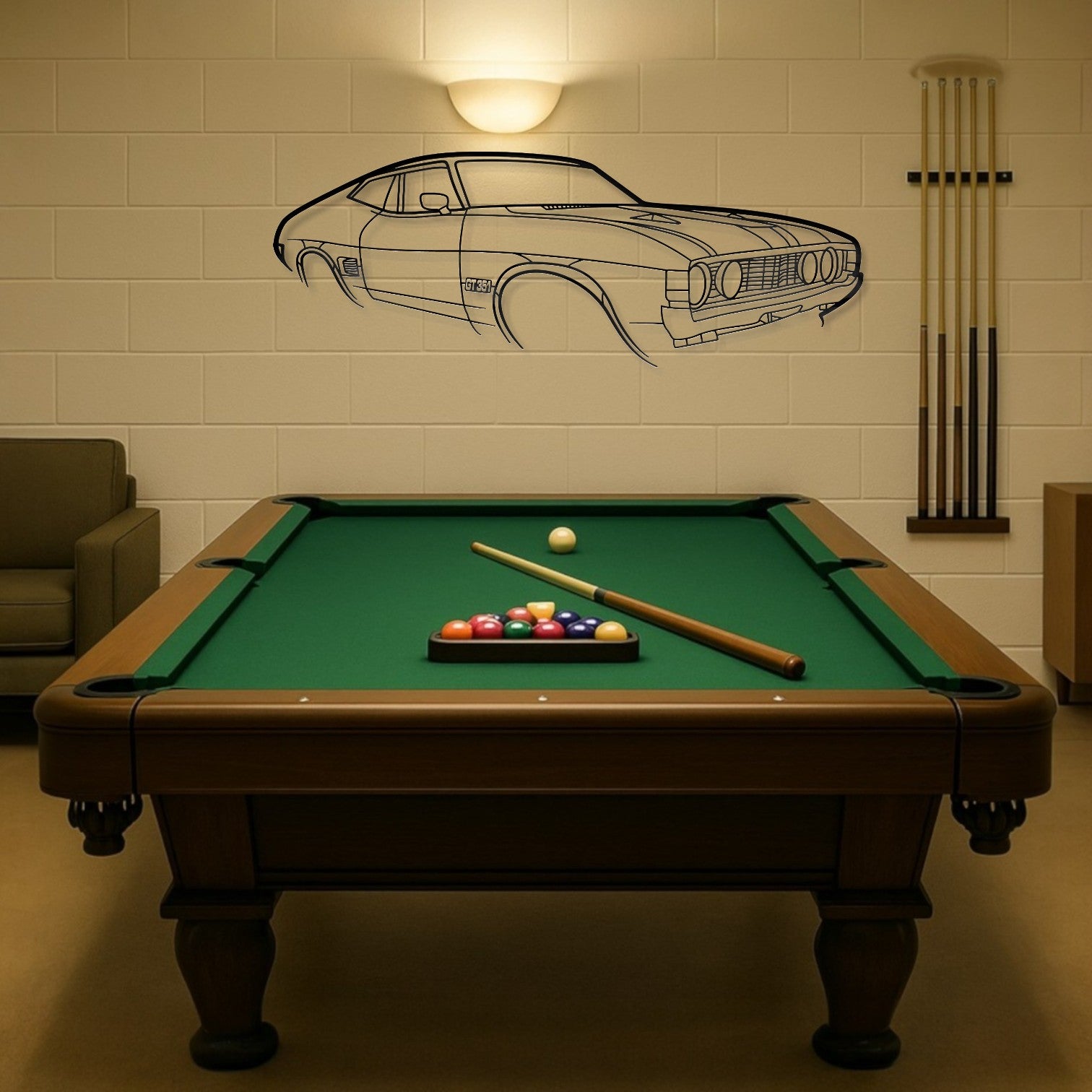 Ford Falcon XA GT 2 Door Perspective Metal Wall Art Silhouette