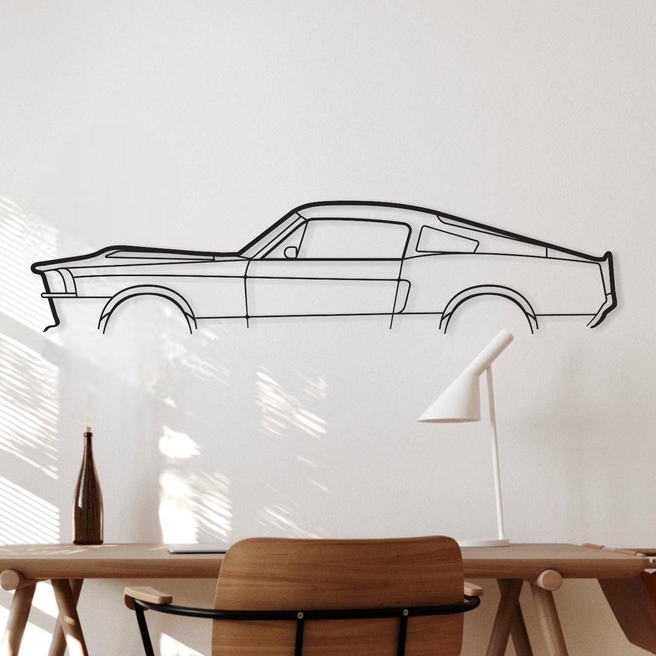 Ford Mustang Shelby GT500 Eleanor auto metal wall art hung in office.