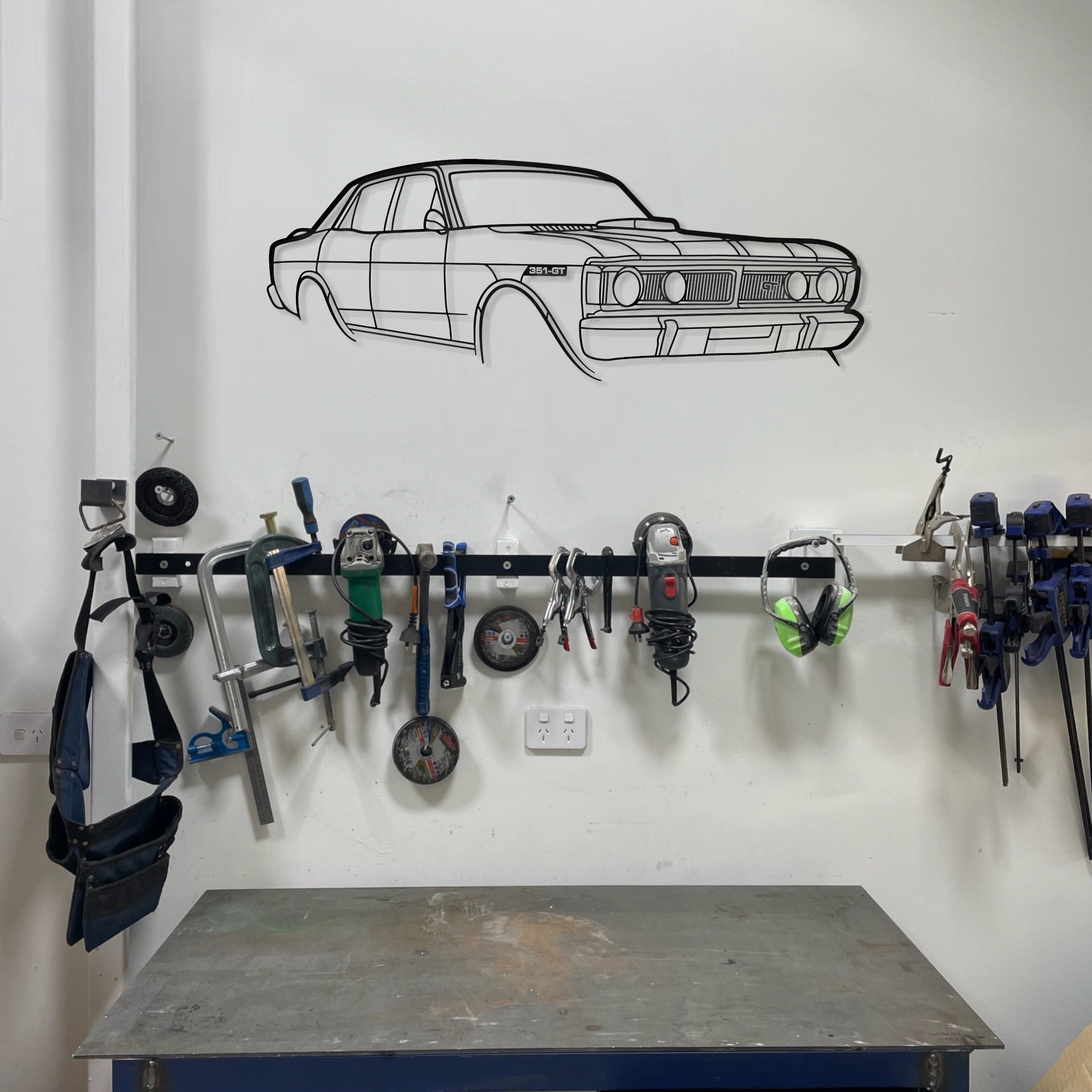 01362A Ford XY GT Perspective Metal Wall Art Silhouette