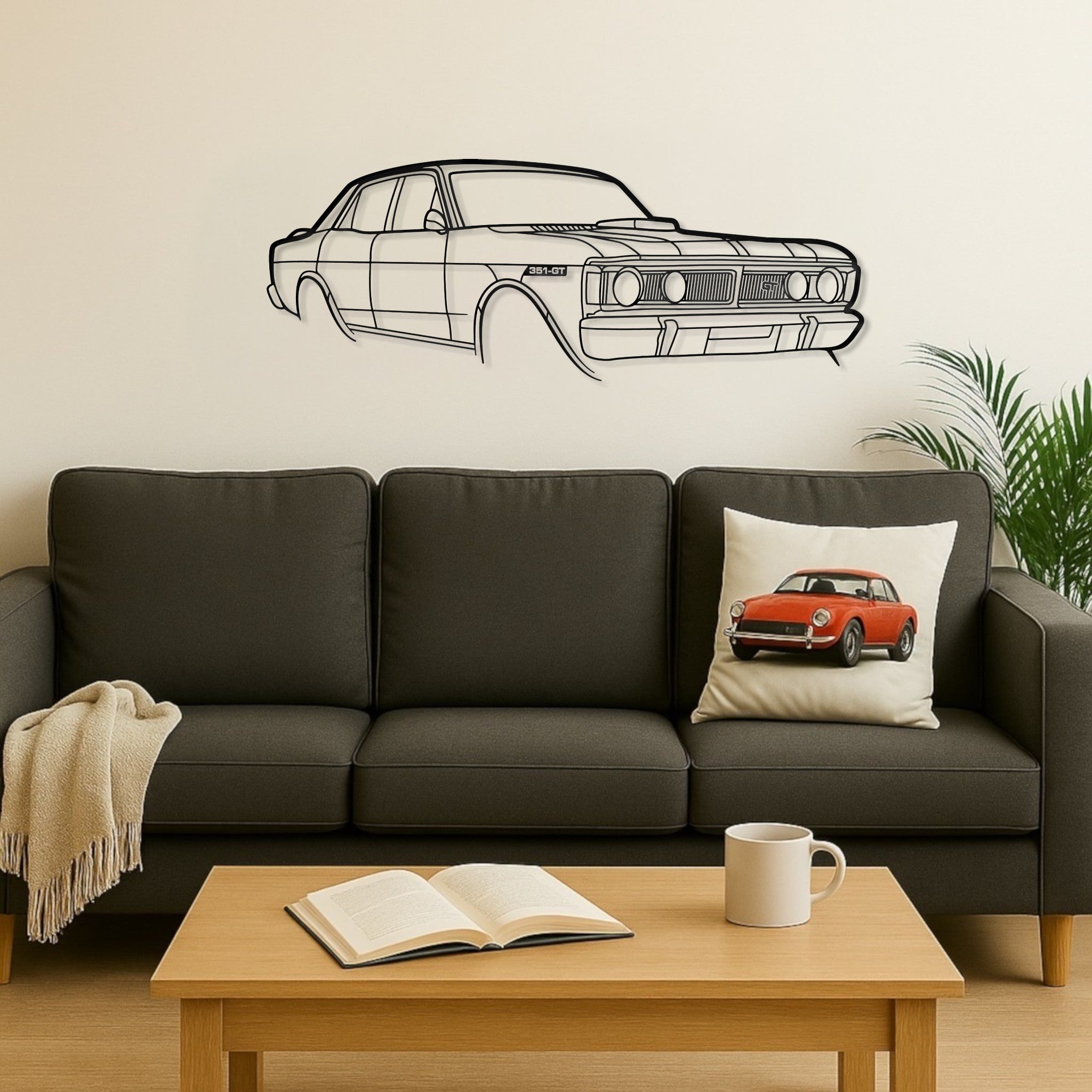01362A Ford XY GT Perspective Metal Wall Art Silhouette