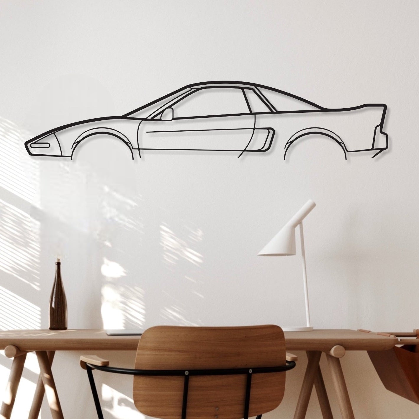 Honda NSX Metal Car stencil wall art hanging in an office