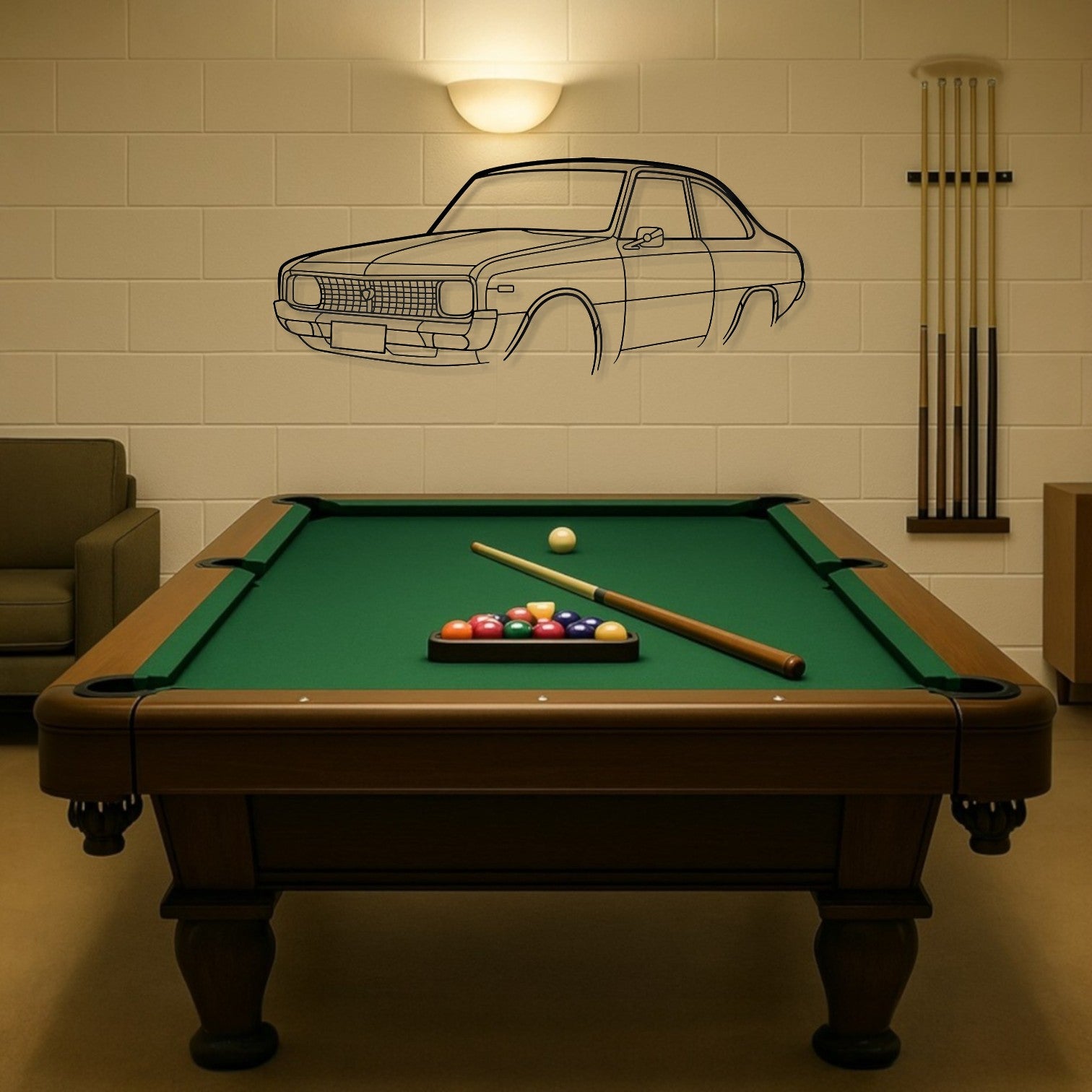 Mazda R100 Perspective Metal Wall Art Silhouette