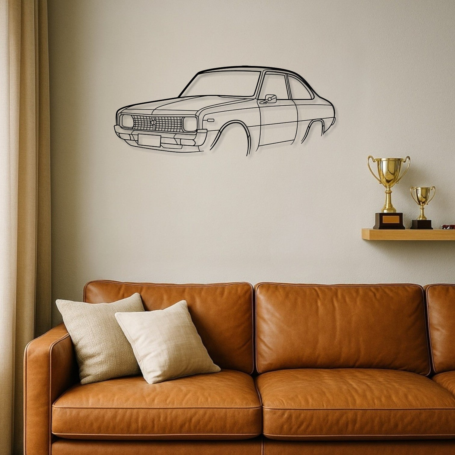 Mazda R100 Perspective Metal Wall Art Silhouette