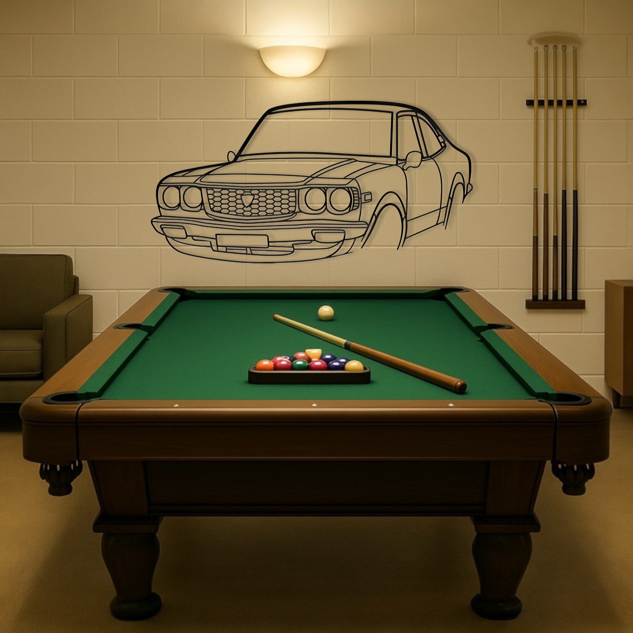 Mazda RX3 Perspective Metal Wall Art Silhouette