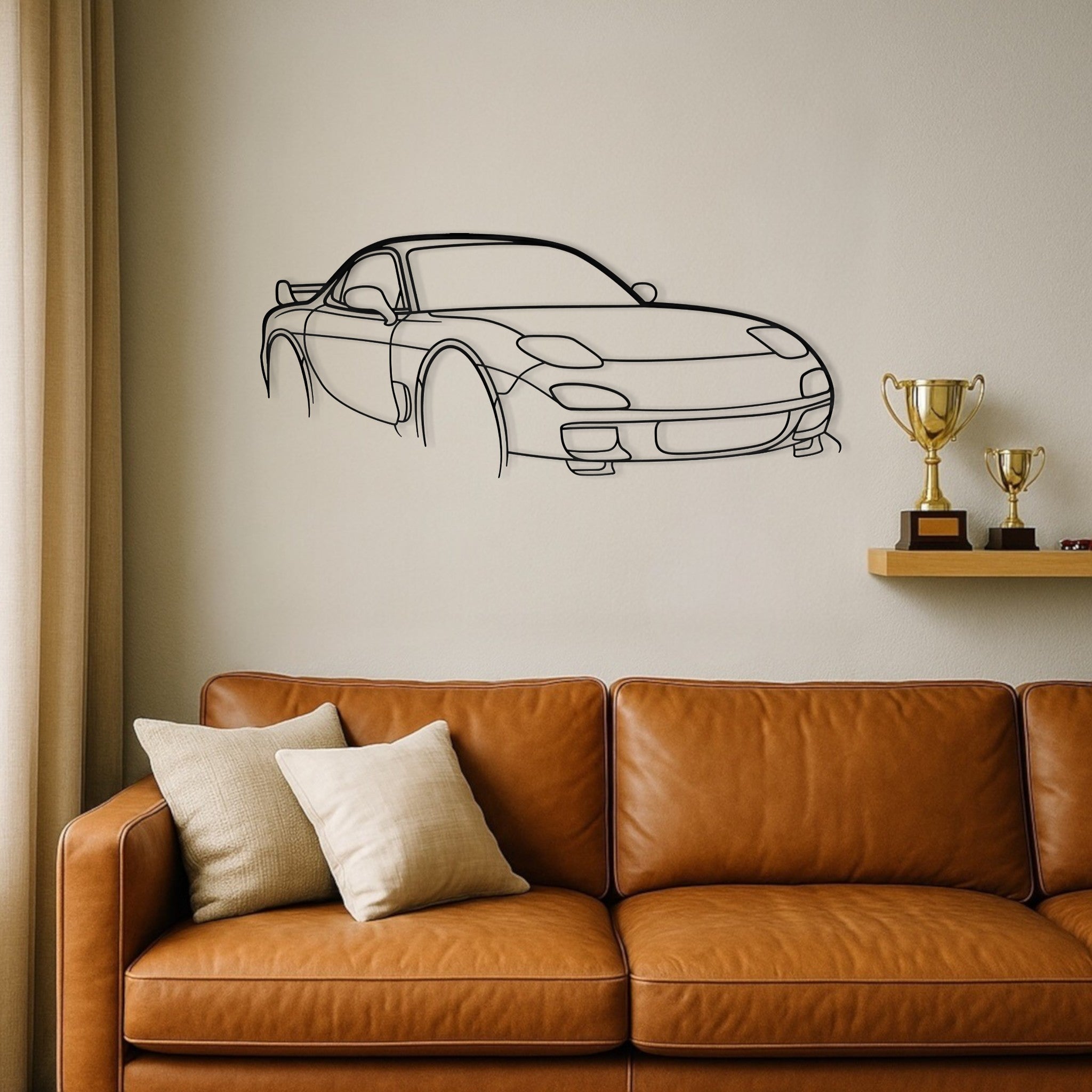Mazda RX7 FD Perspective Metal Wall Art Silhouette