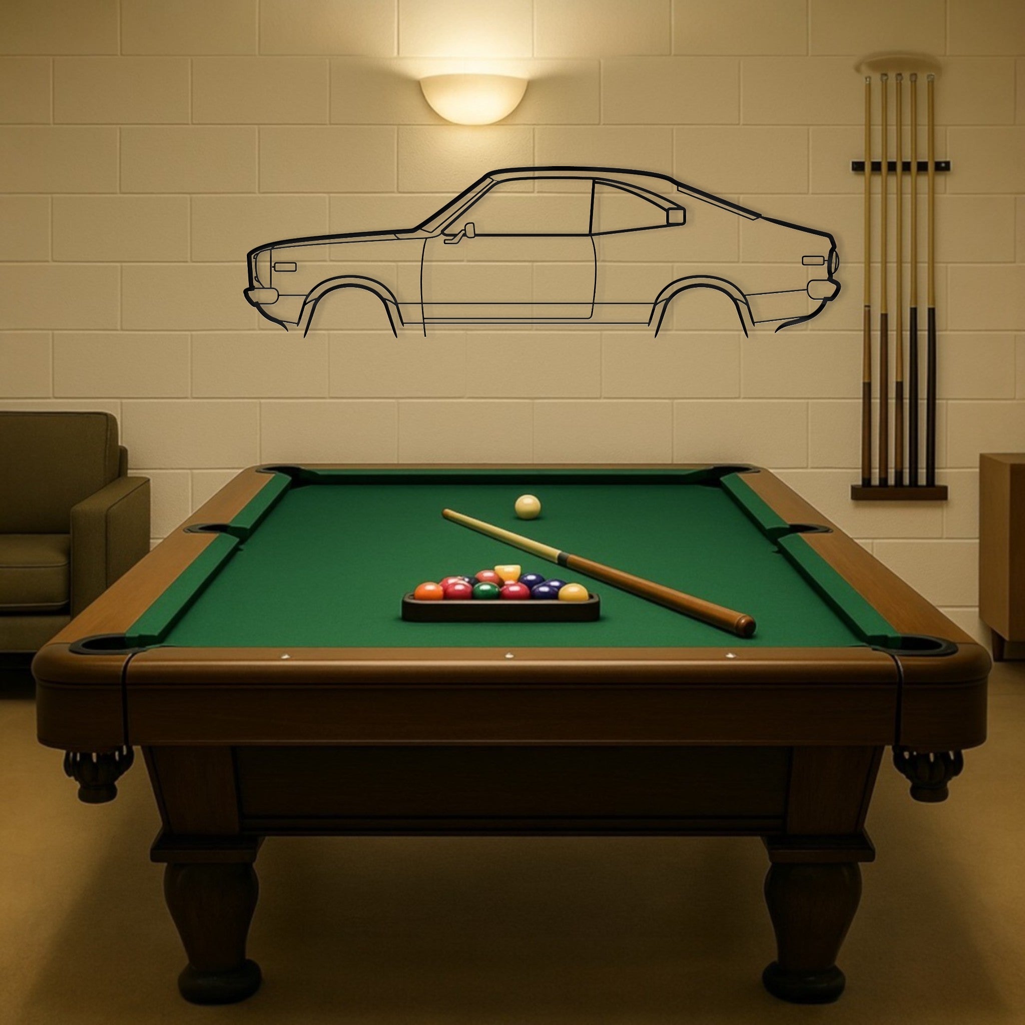 Mazda RX3 Coupe Metal Wall Art Silhouette