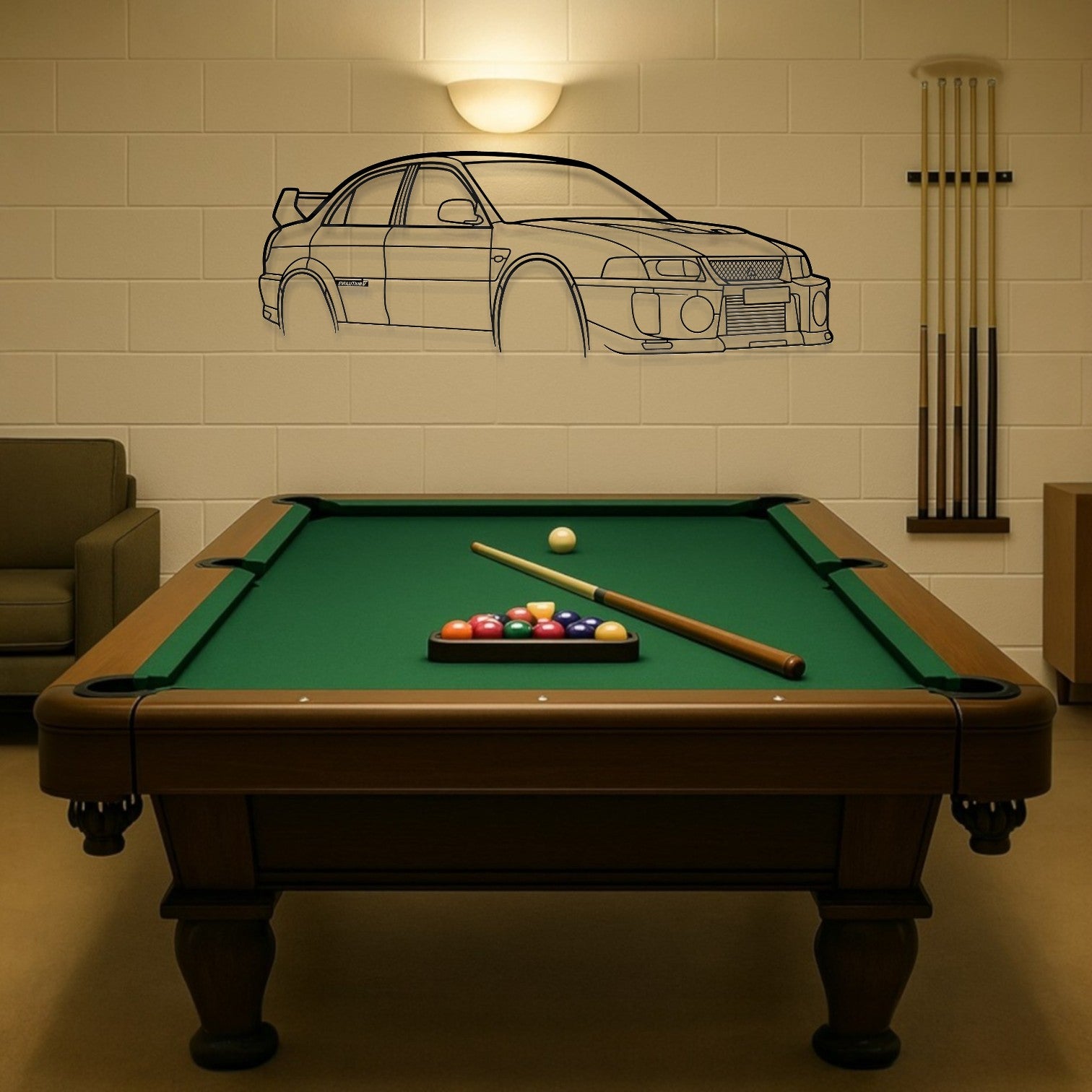 Mitsubishi Lancer EVO 5 Perspective Metal Wall Art Silhouette