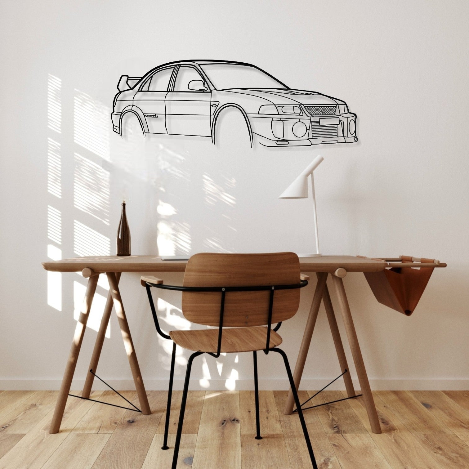 Mitsubishi Lancer EVO 5 Perspective Metal Wall Art Silhouette