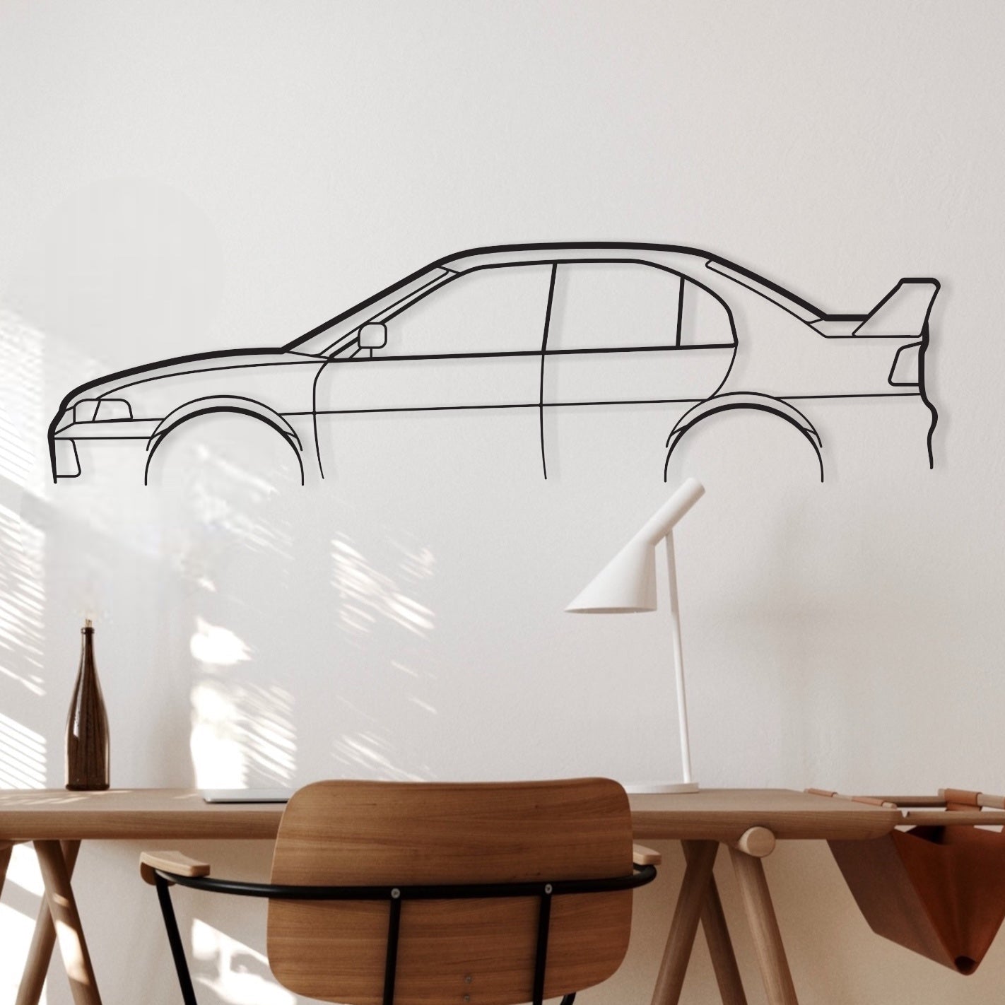 Mitsubishi Lancer Evolution IV silhouette auto art in office