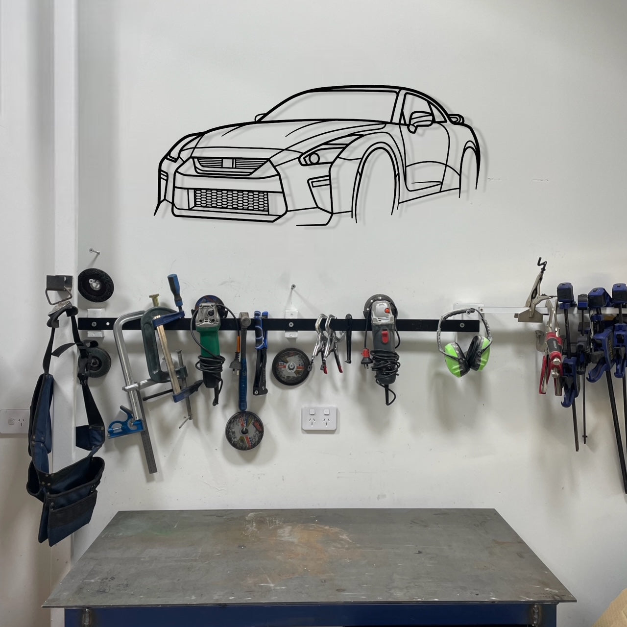 Nissan Skyline R35 GTR Metal Wall Art Perspective Silhouette
