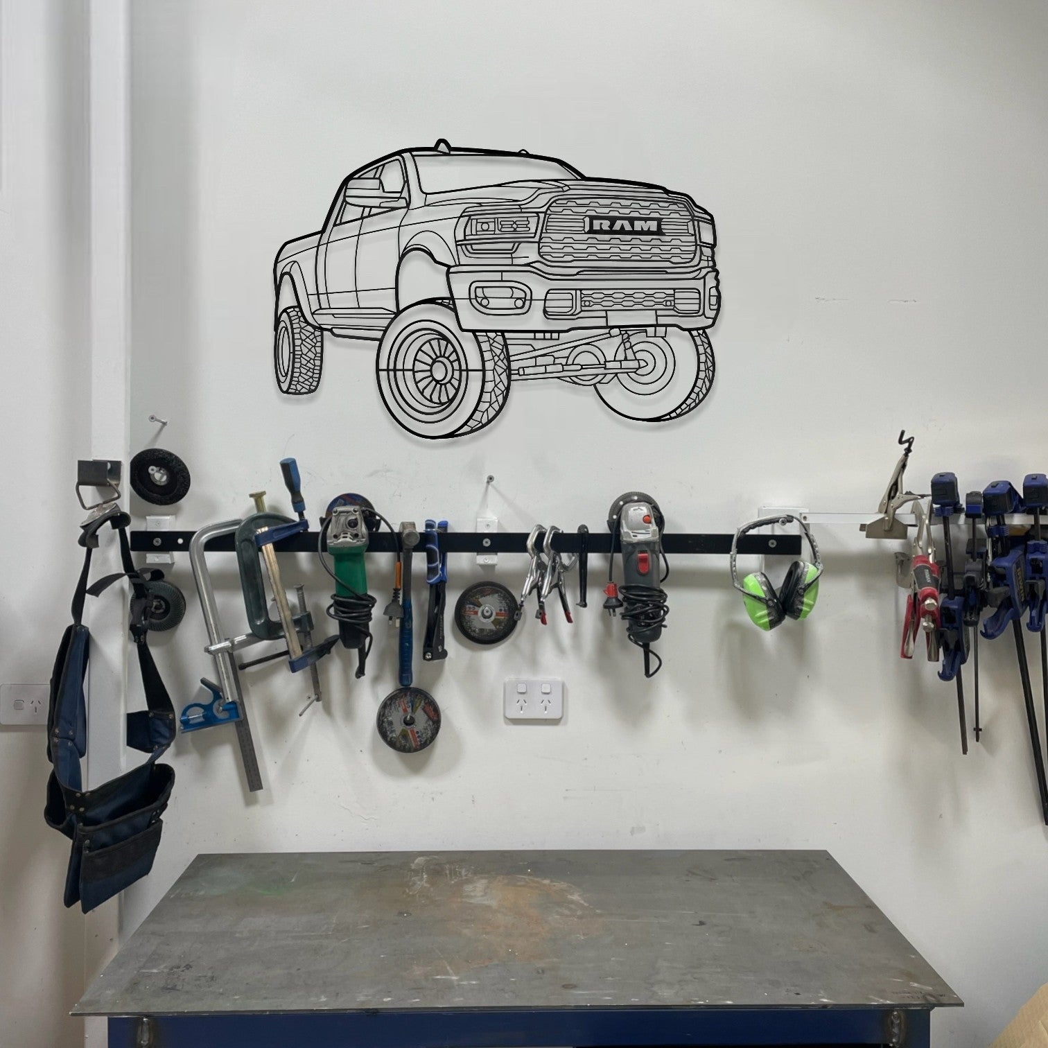 RAM 2500 Mega Cab Perspective Metal Wall Art Silhouette