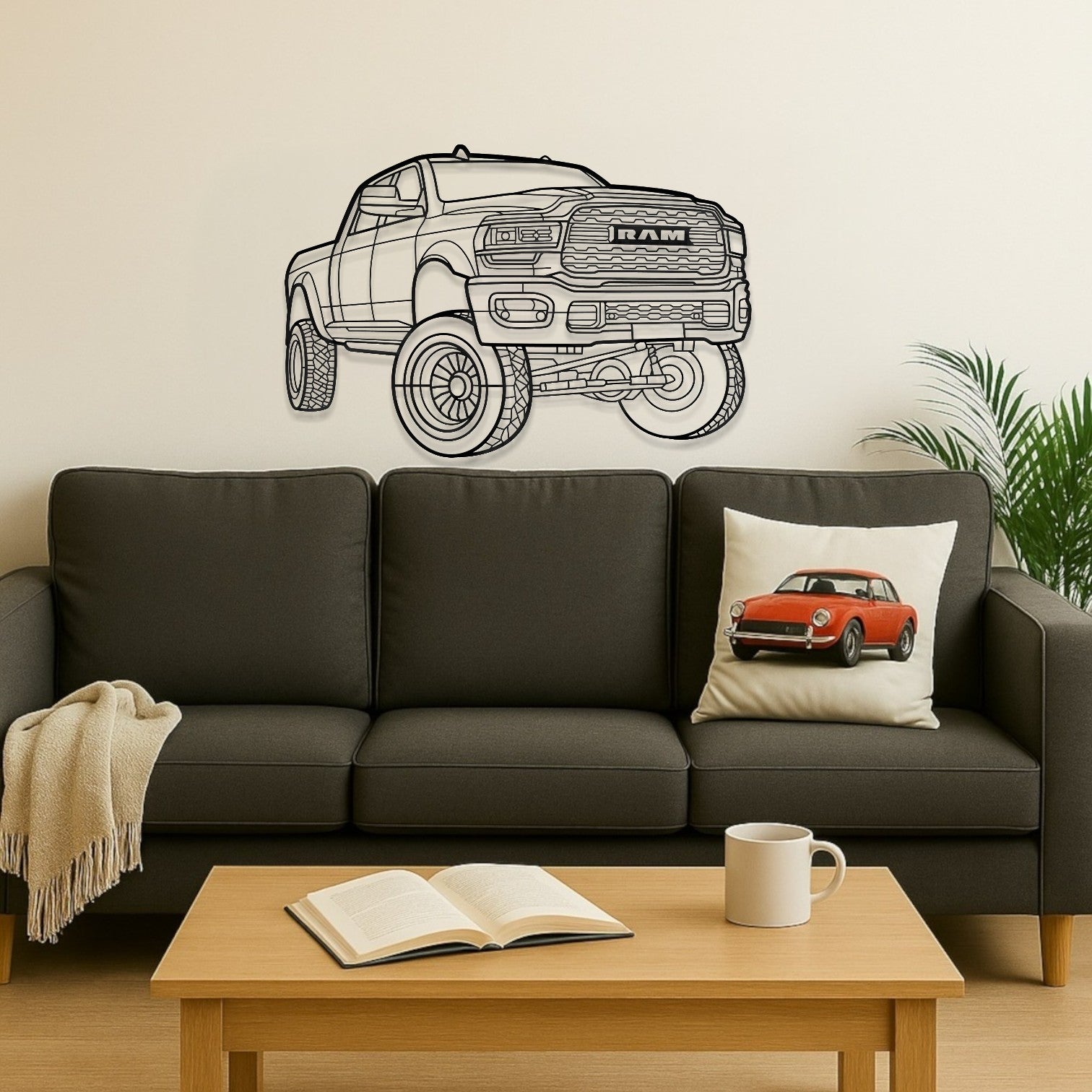 RAM 2500 Mega Cab Perspective Metal Wall Art Silhouette