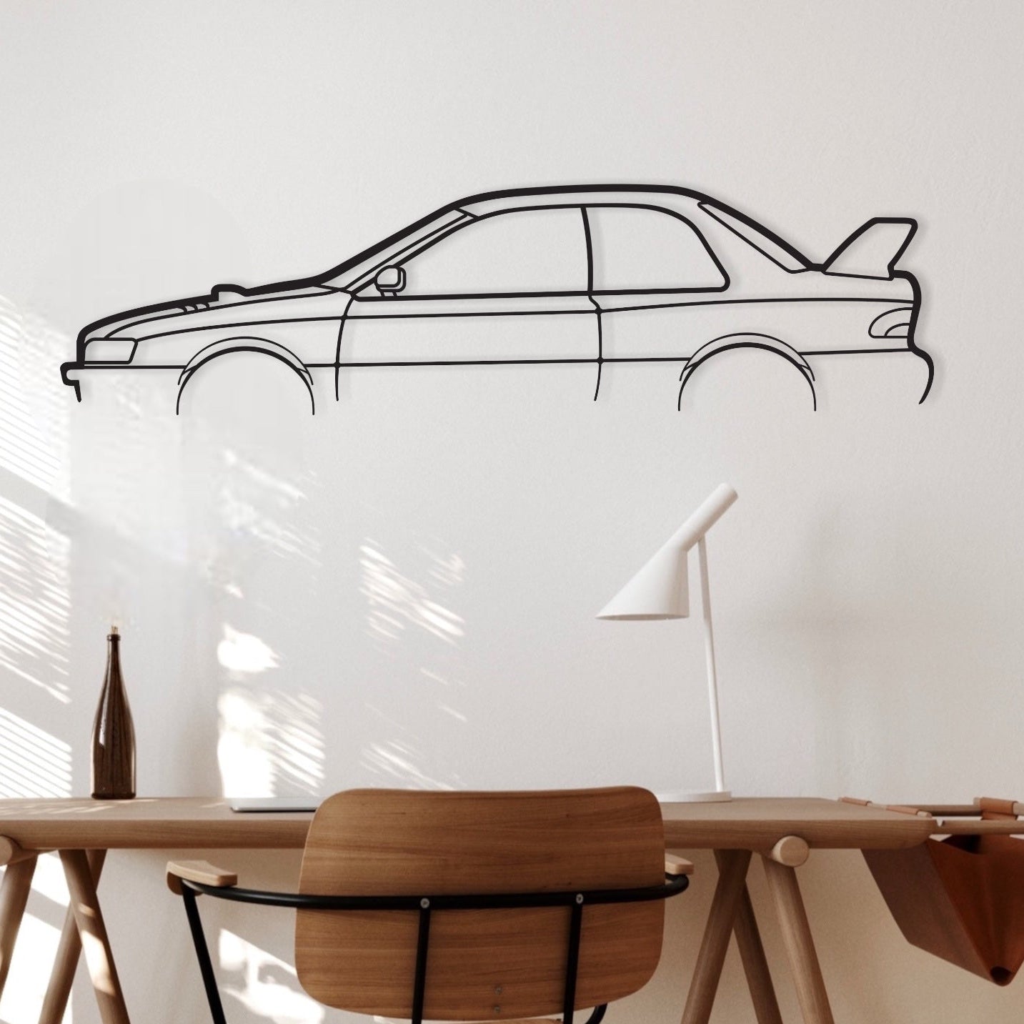 Subaru Impreza 22b sti Metal Car stencil wall art hanging in an office