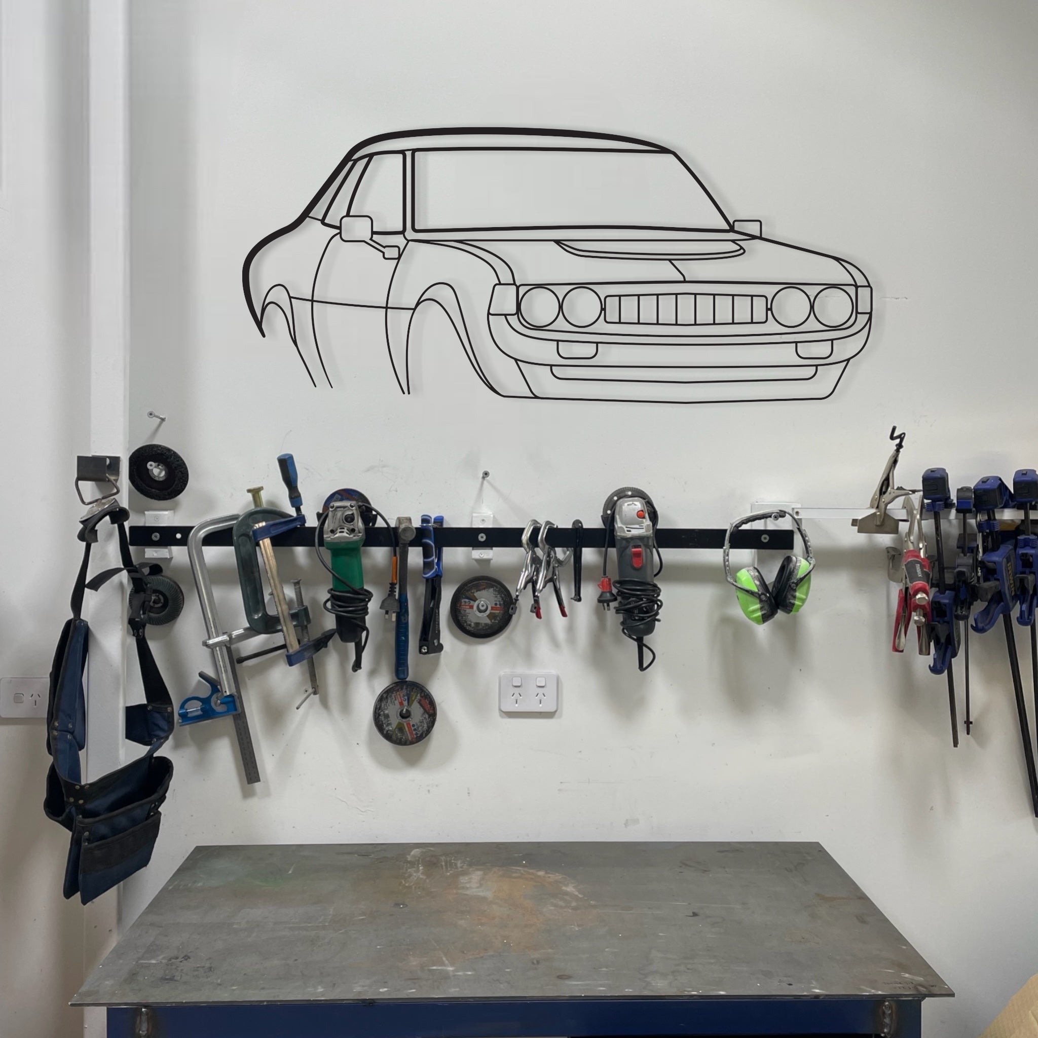 Toyota Celica Ra23 Perspective Car wall art silhouette stencil in a garage