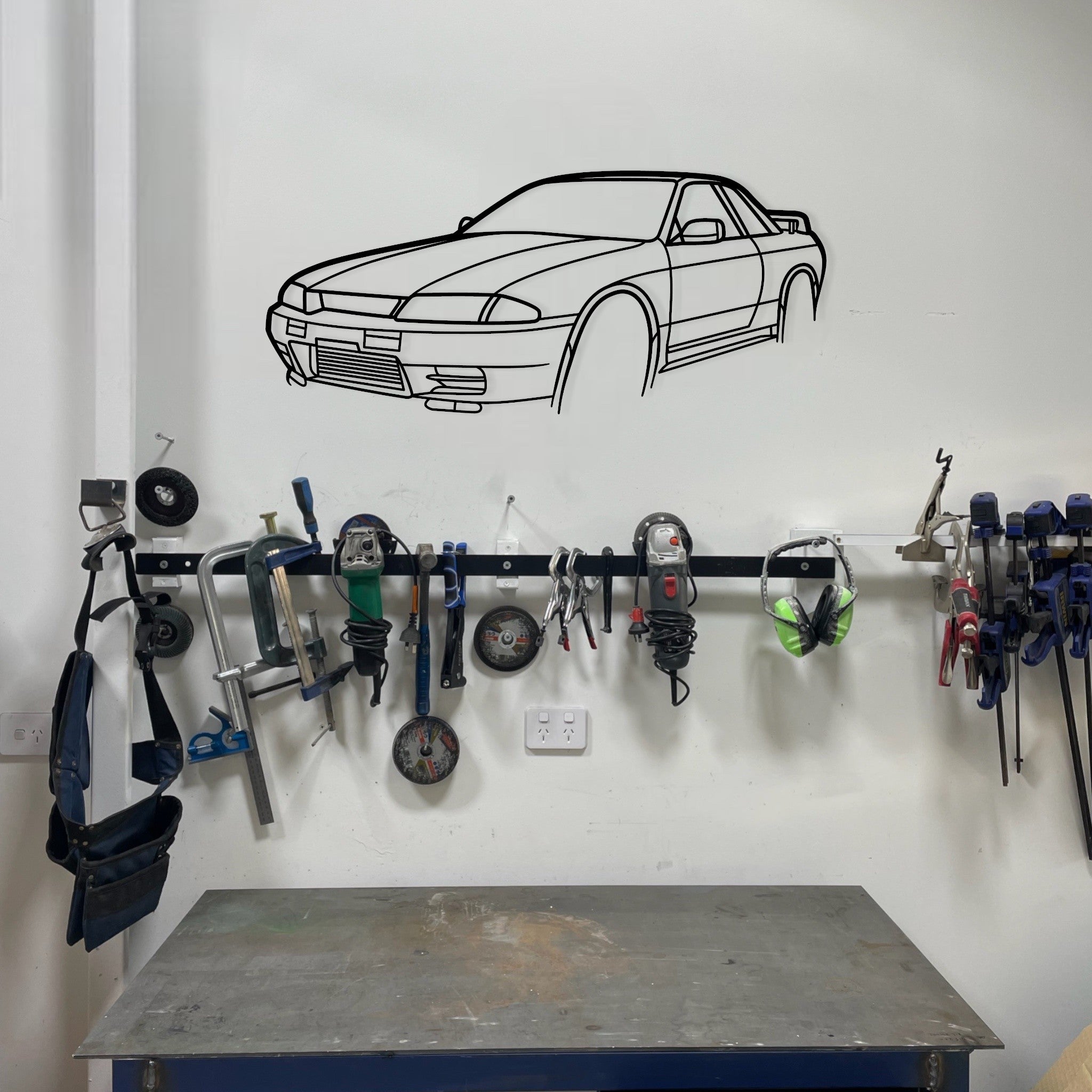 Nissan Skyline R32 GTR Metal Wall Art Perspective Silhouette
