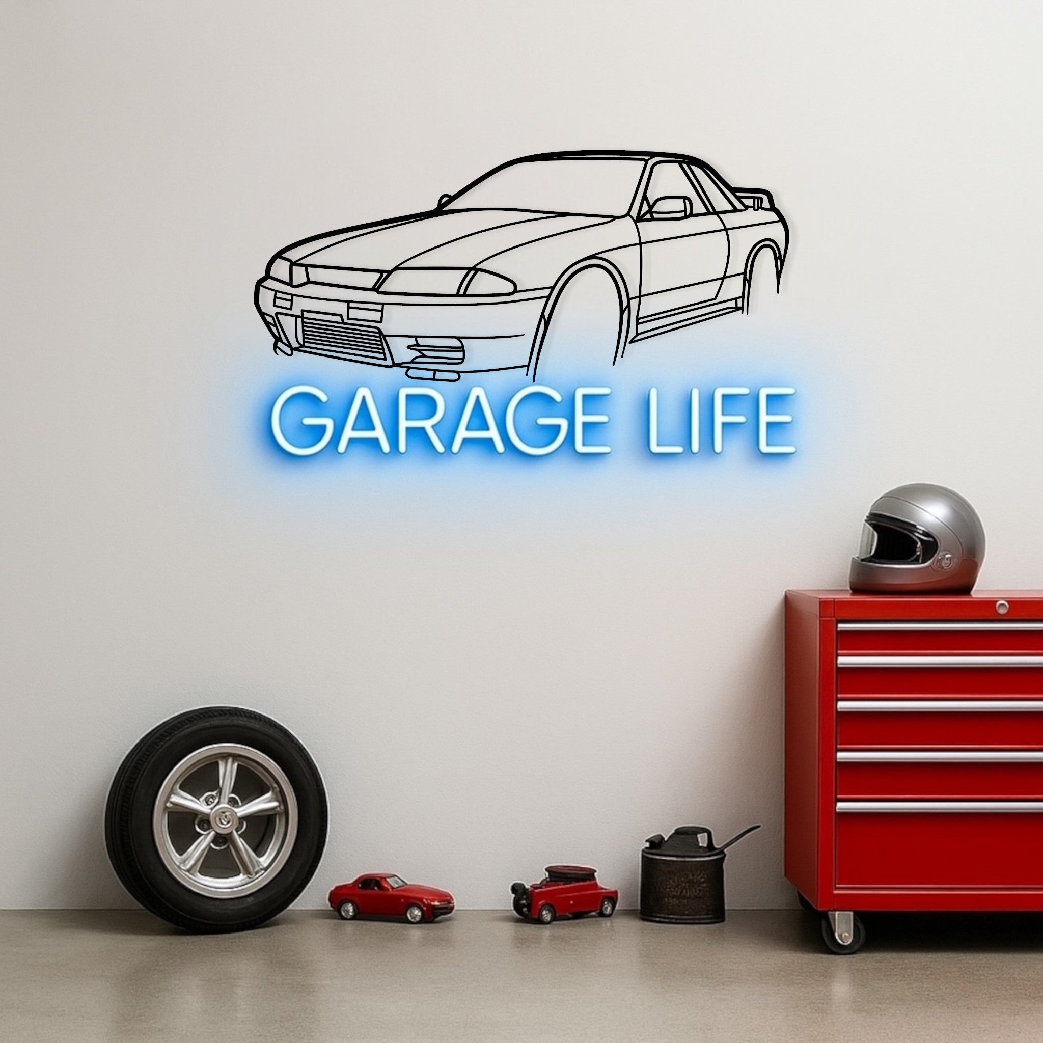 Nissan Skyline R32 GTR Metal Wall Art Perspective Silhouette