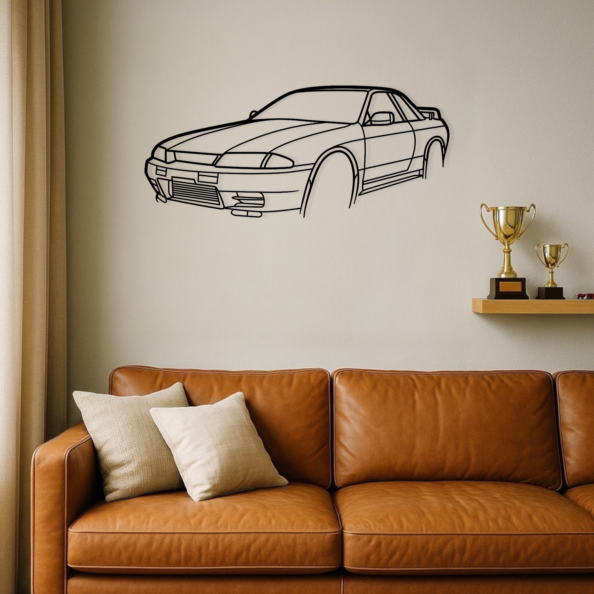 Nissan Skyline R32 GTR Metal Wall Art Perspective Silhouette