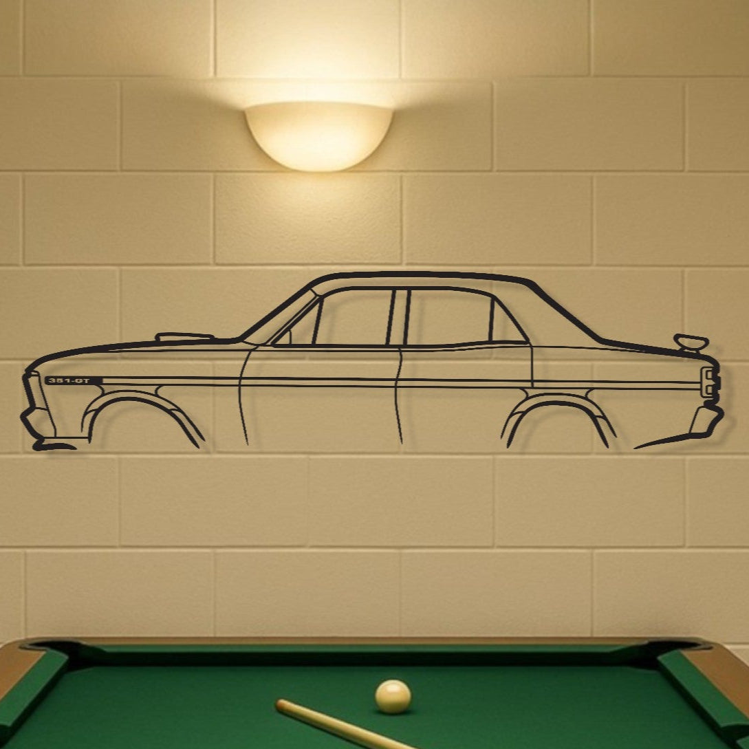 Ford Falcon XY GT Metal Wall Art Silhouette