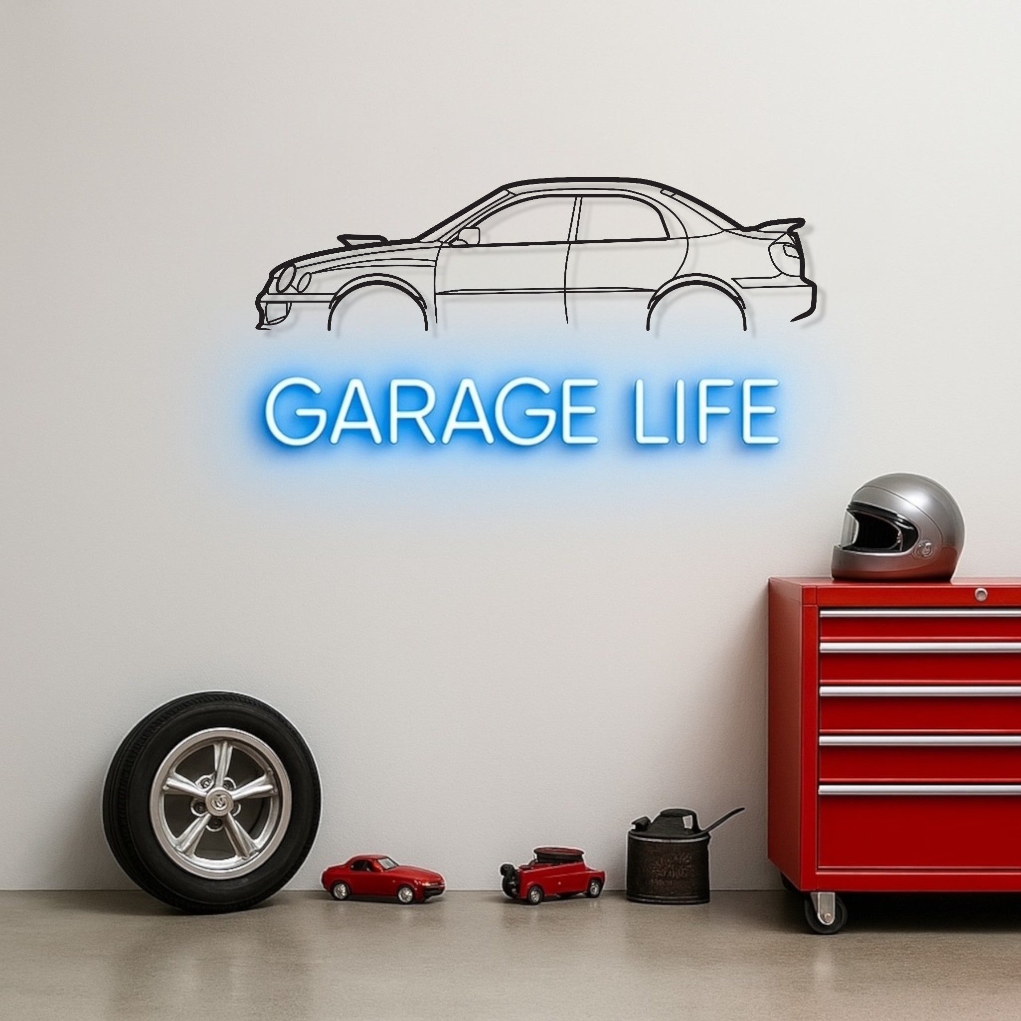 Subaru WRX 2000 BUG EYE 4 Door Metal Wall Art Silhouette