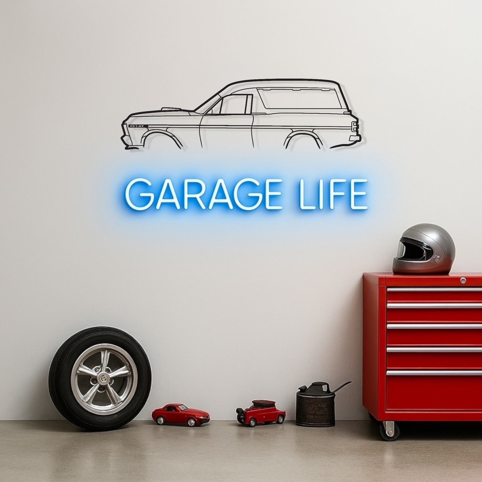Ford Falcon XY GT Panel Van Metal Wall Art Silhouette