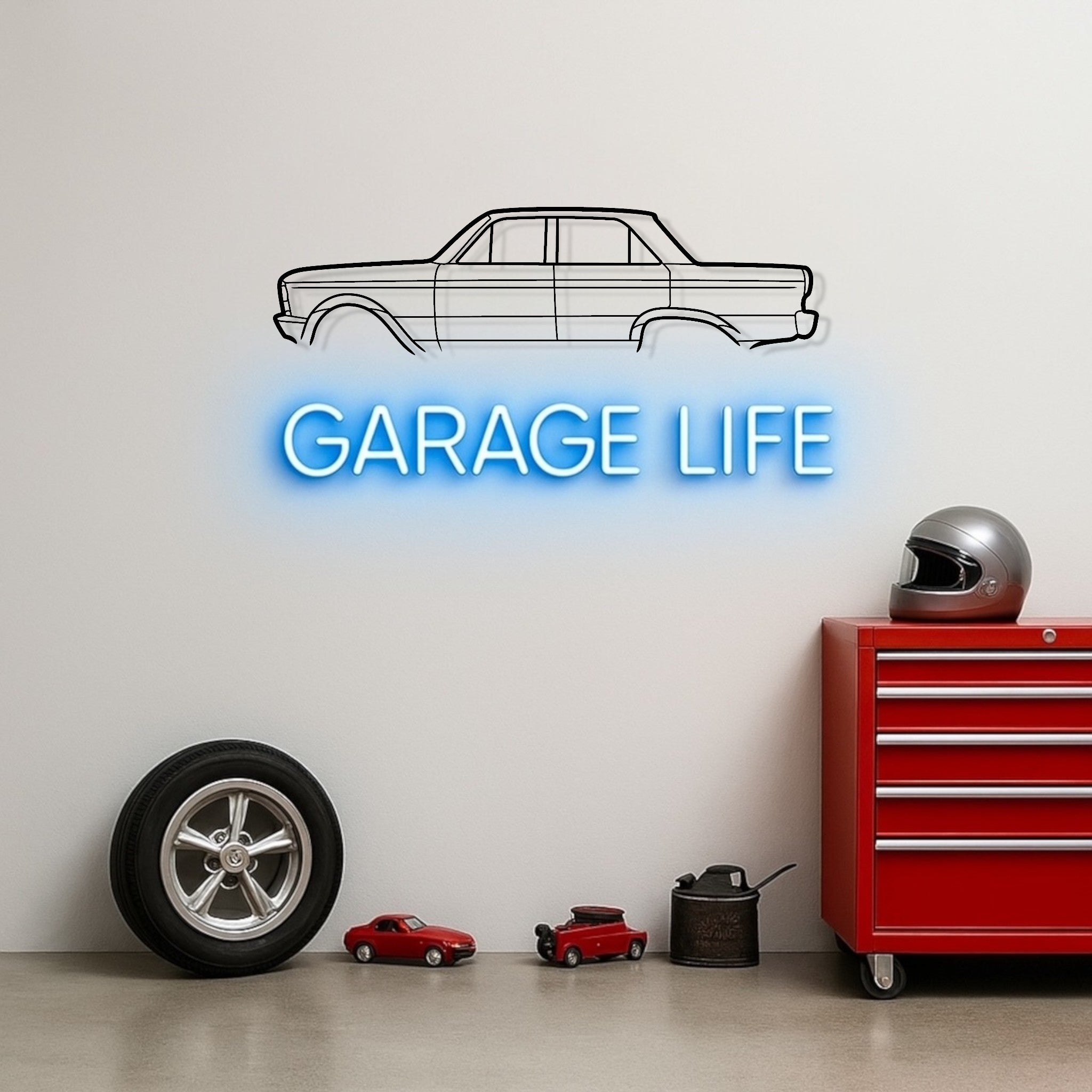 Ford Falcon XP 1965 Metal Wall Art Silhouette