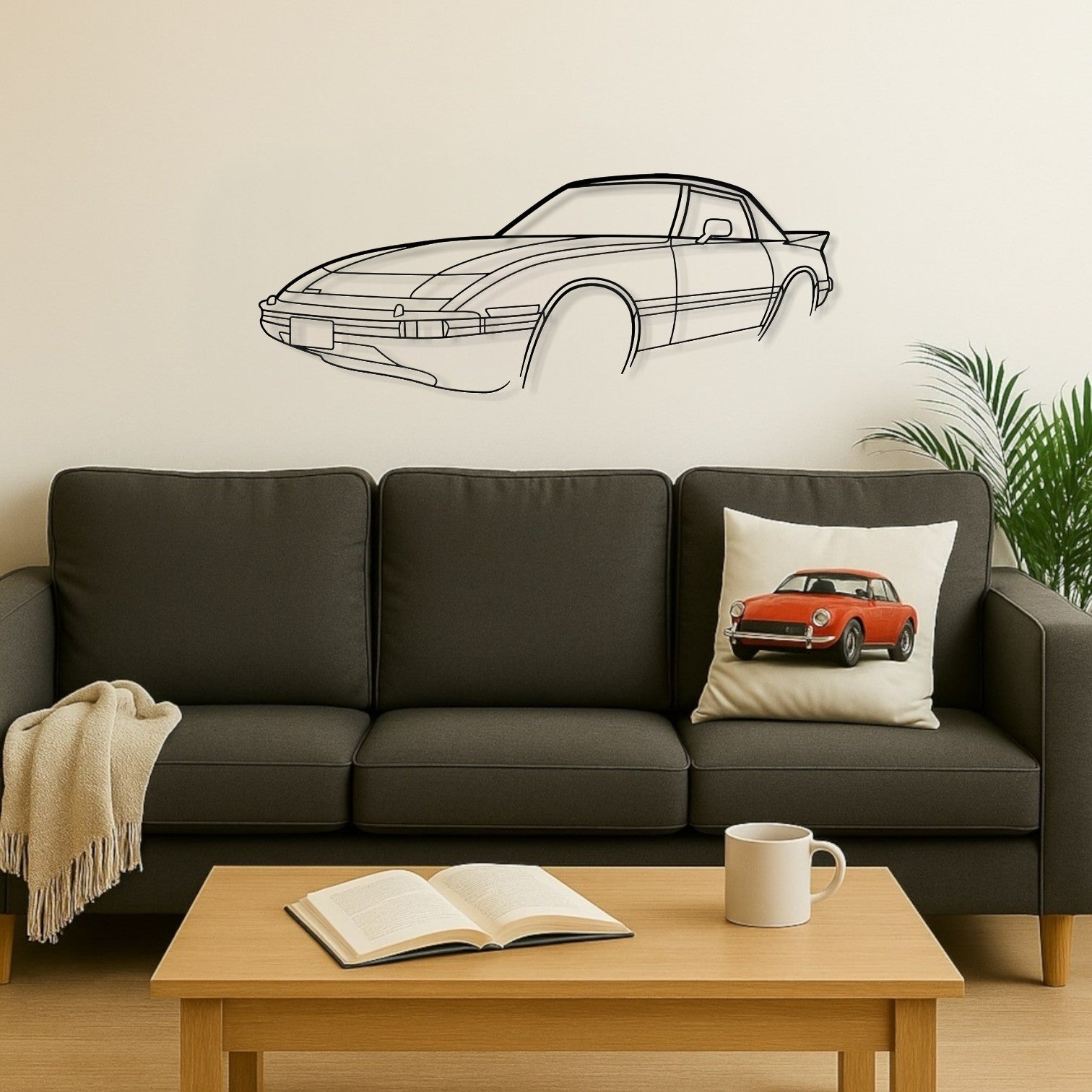 Mazda RX7 Series 1 Perspective Metal Wall Art Silhouette