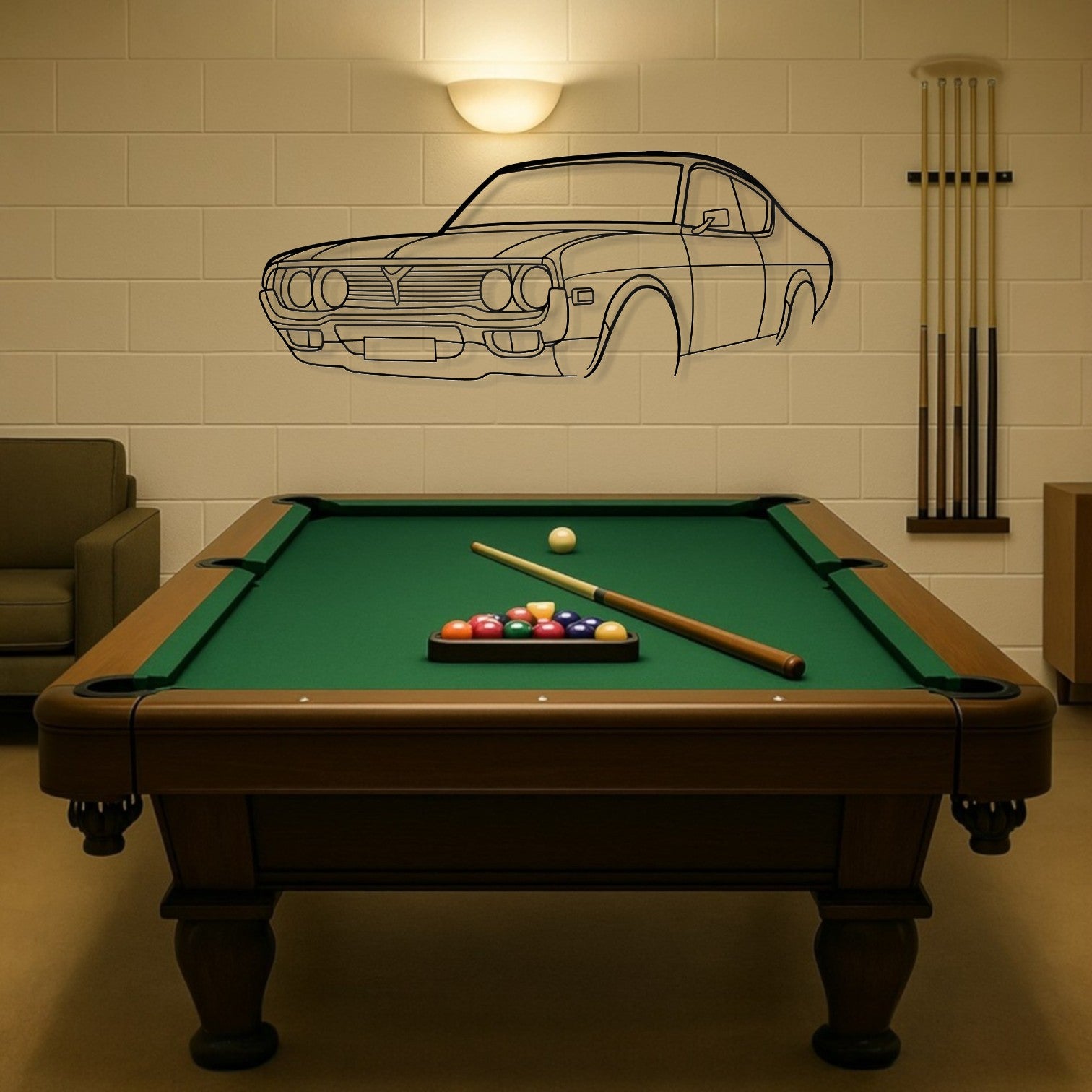 Mazda RX4 2 door Perspective Metal Wall Art Silhouette