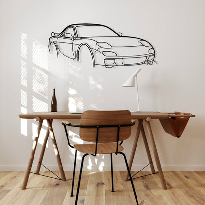 Mazda RX 7 FD Perspective Metal Wall Art Silhouette