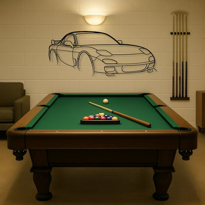Mazda RX 7 FD Perspective Metal Wall Art Silhouette