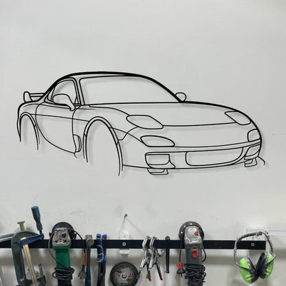 Mazda RX 7 FD Perspective Metal Wall Art Silhouette