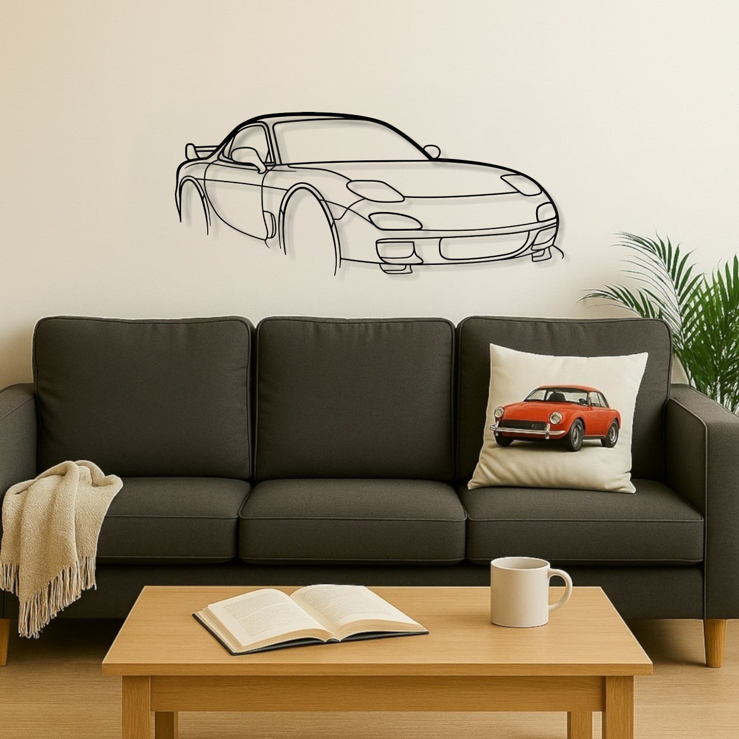 Mazda RX 7 FD Perspective Metal Wall Art Silhouette