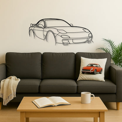 Mazda RX 7 FD Perspective Metal Wall Art Silhouette