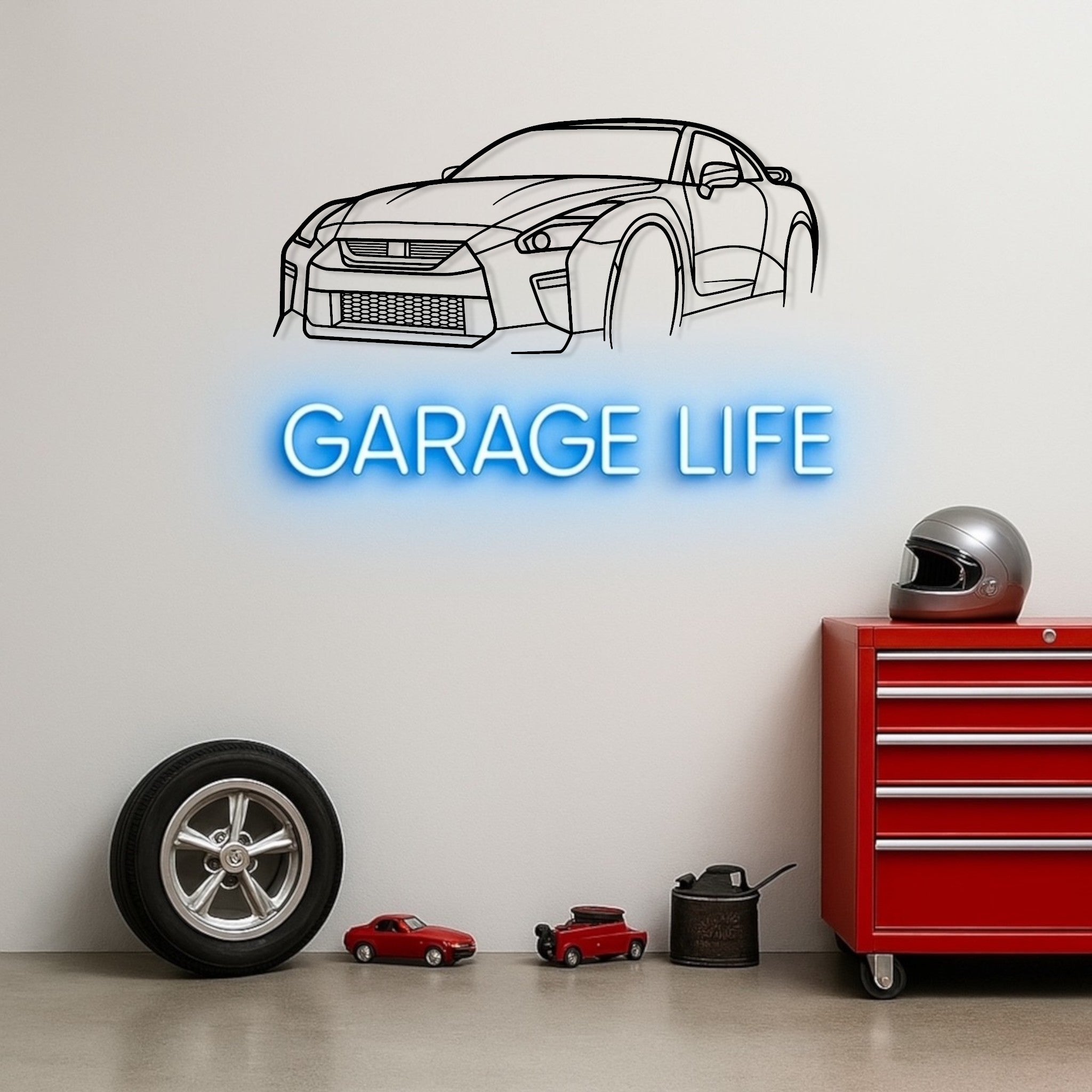 Nissan Skyline R35 GTR Metal Wall Art Perspective Silhouette