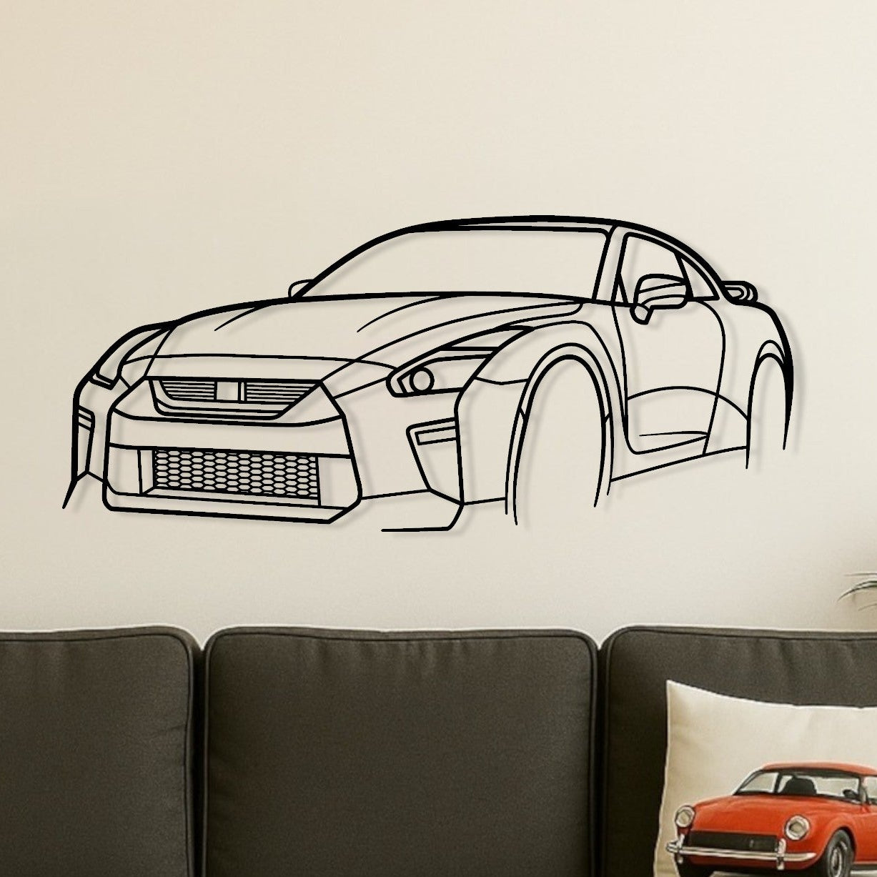 Nissan Skyline R35 GTR Metal Wall Art Perspective Silhouette