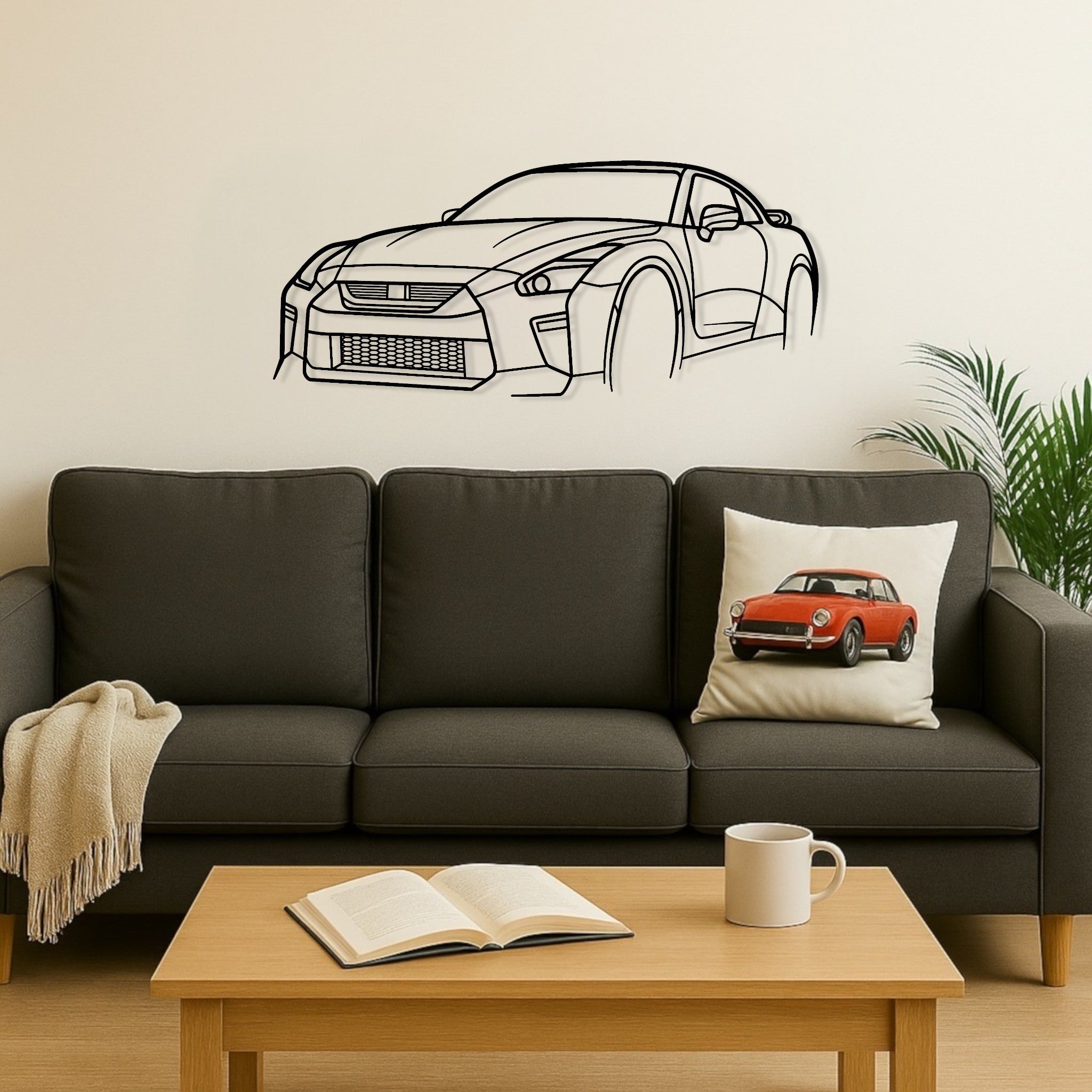Nissan Skyline R35 GTR Metal Wall Art Perspective Silhouette