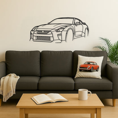 Nissan Skyline R35 GTR Metal Wall Art Perspective Silhouette