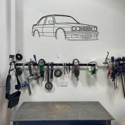 BMW E30 Perspective Metal Wall Art Silhouette